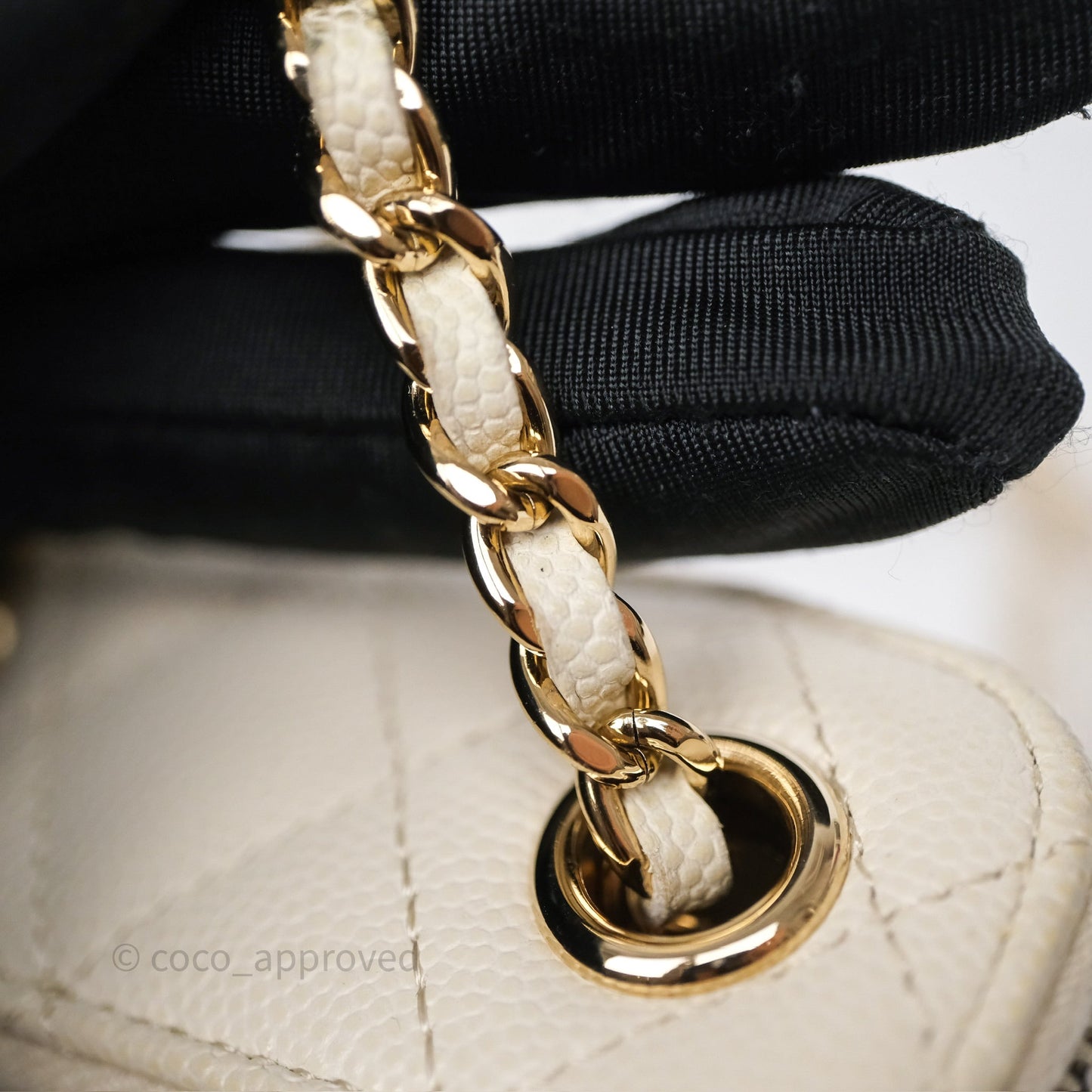 Chanel Classic Mini Vanity With Chain Light Beige Caviar Gold Hardware
