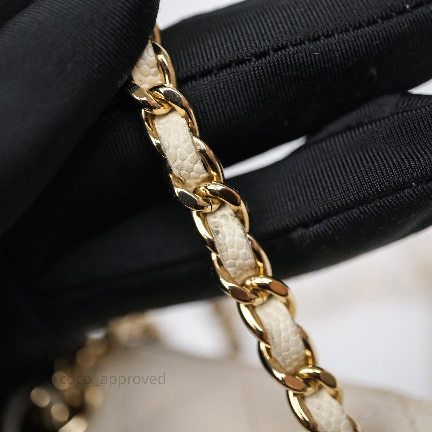 Chanel Classic Mini Vanity With Chain Light Beige Caviar Gold Hardware