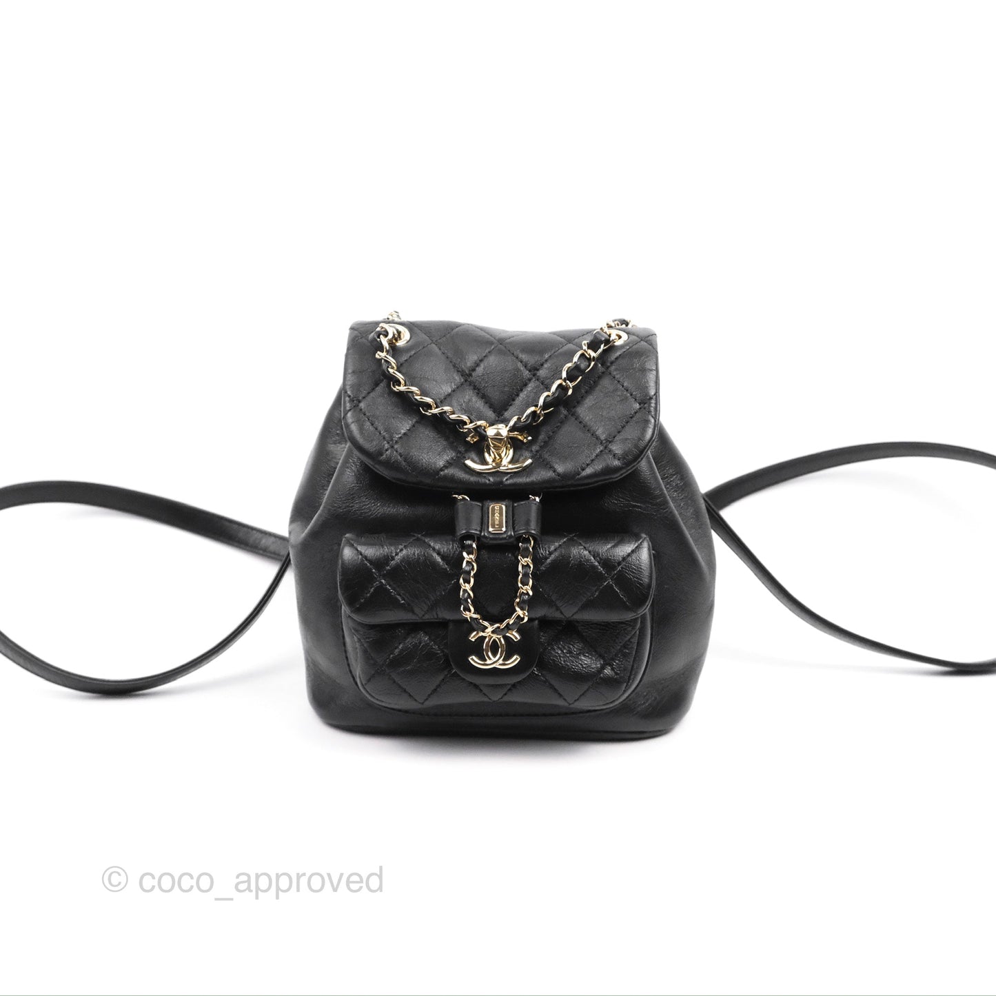 Chanel Quilted Small Duma Drawstring Backpack Black Calfskin Gold Hardware
