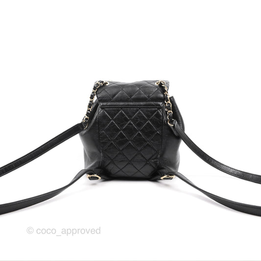 Chanel Quilted Small Duma Drawstring Backpack Black Calfskin Gold Hardware