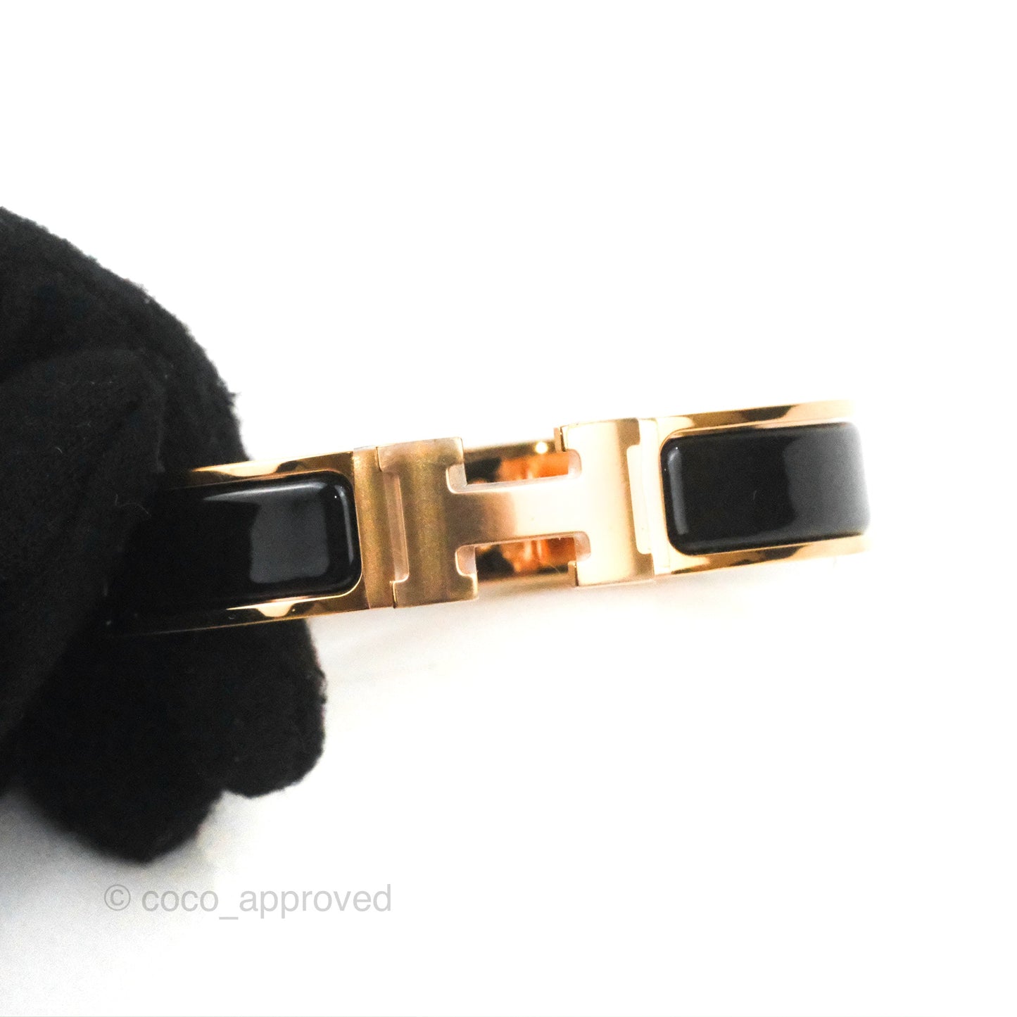 Hermès Clic H Bracelet Black Rose Gold PM