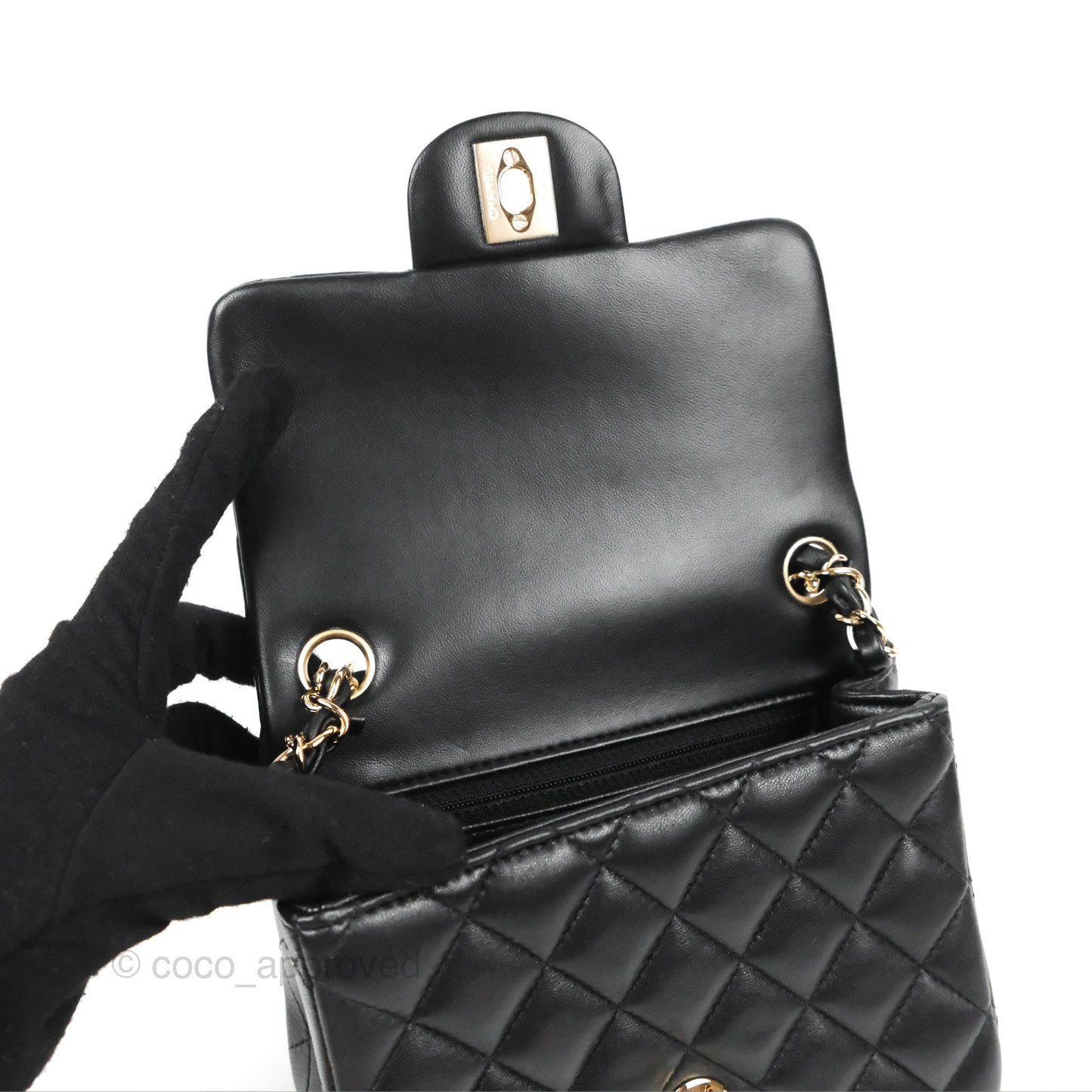 Chanel Mini Square Black Lambskin Gold Hardware