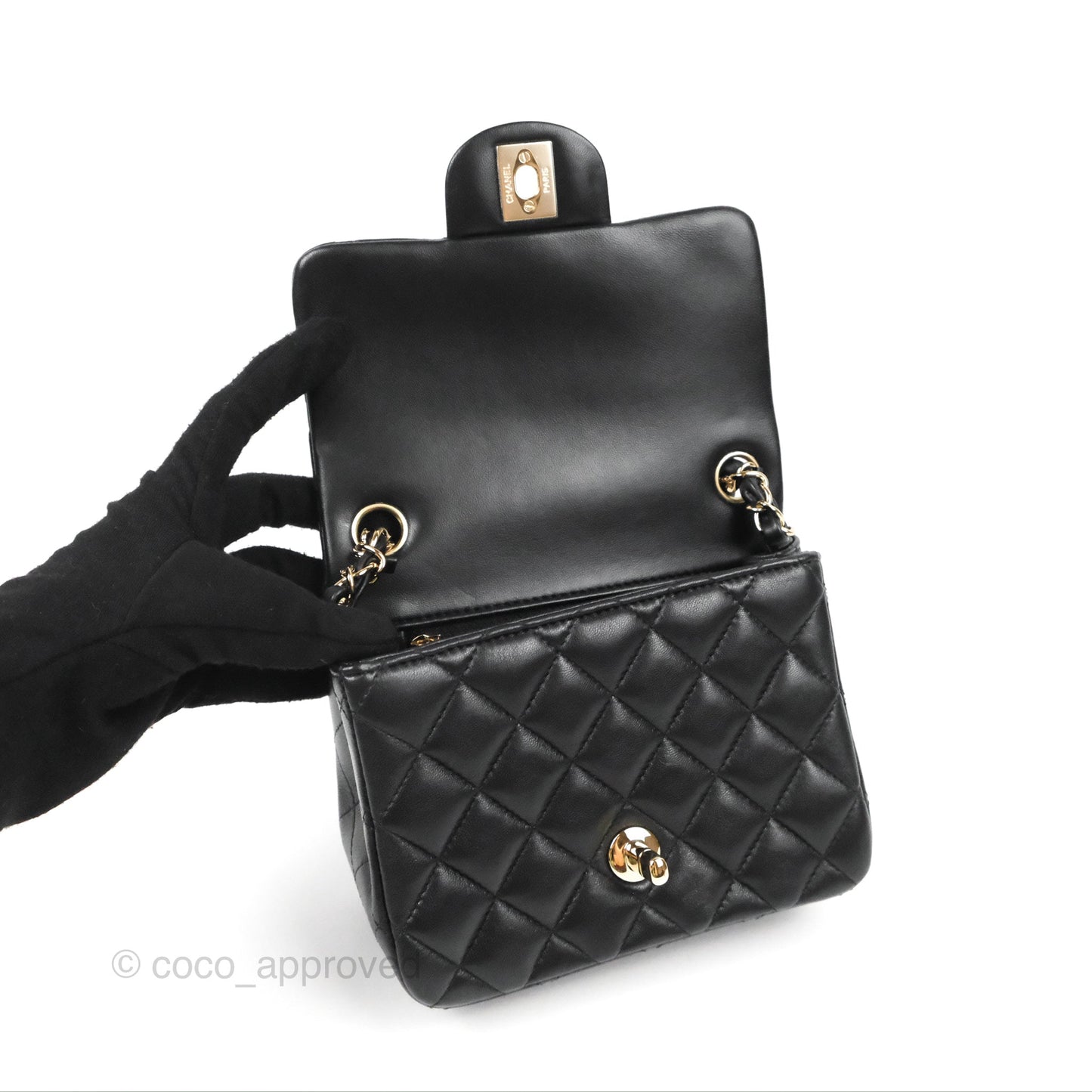 Chanel Mini Square Black Lambskin Gold Hardware
