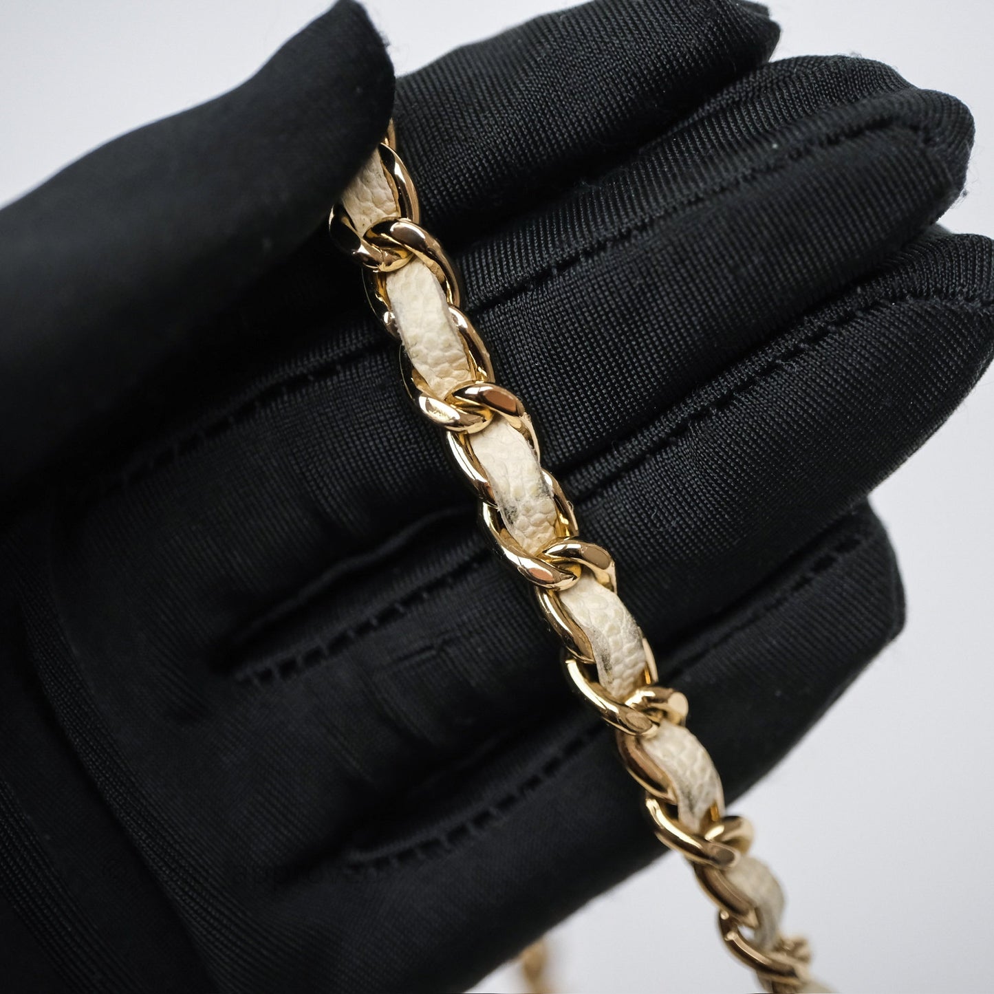 Chanel Classic Mini Vanity With Chain Light Beige Caviar Gold Hardware
