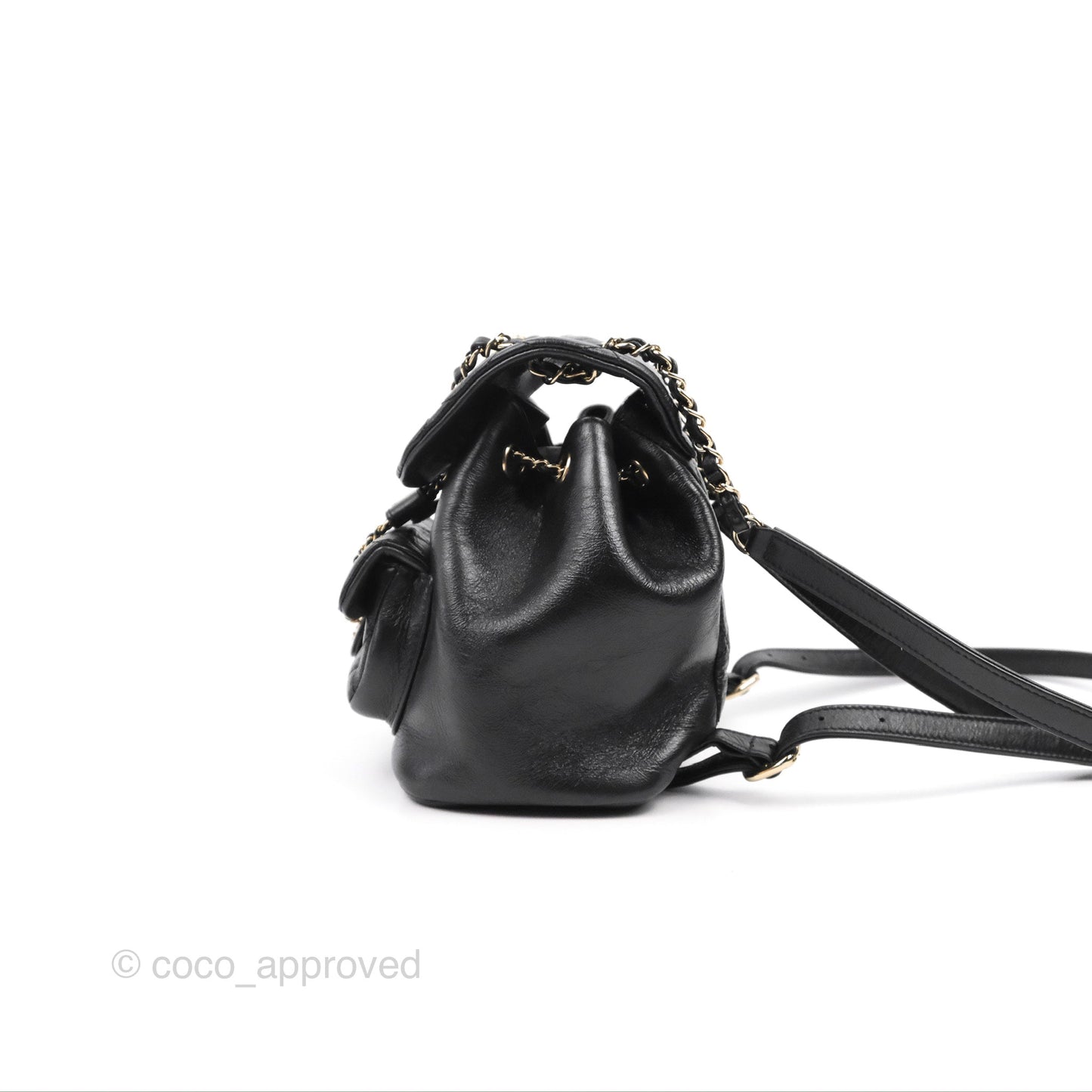 Chanel Quilted Small Duma Drawstring Backpack Black Calfskin Gold Hardware