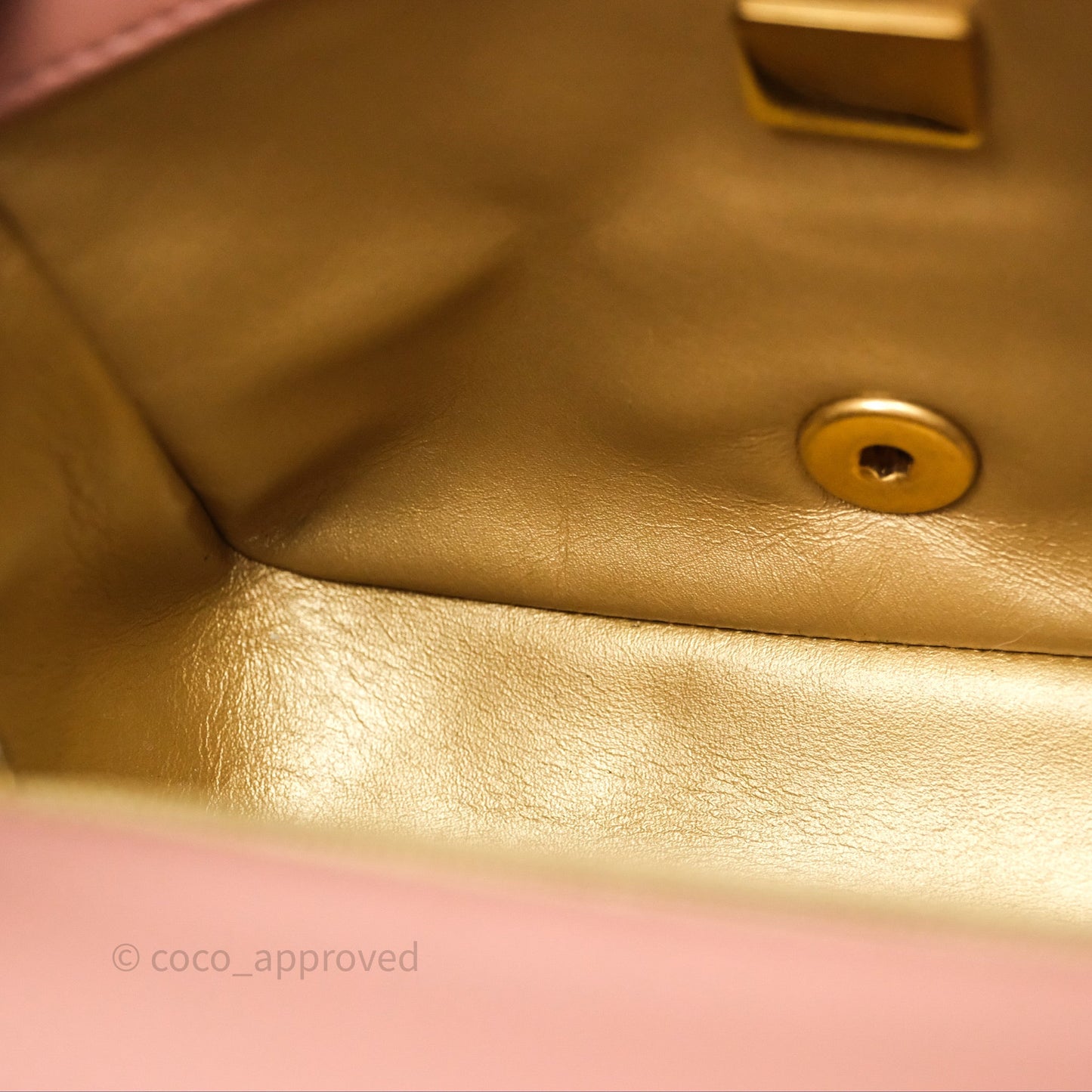 Chanel Pearl Crush Mini Square Quilted Pink Lambskin Aged Gold Hardware