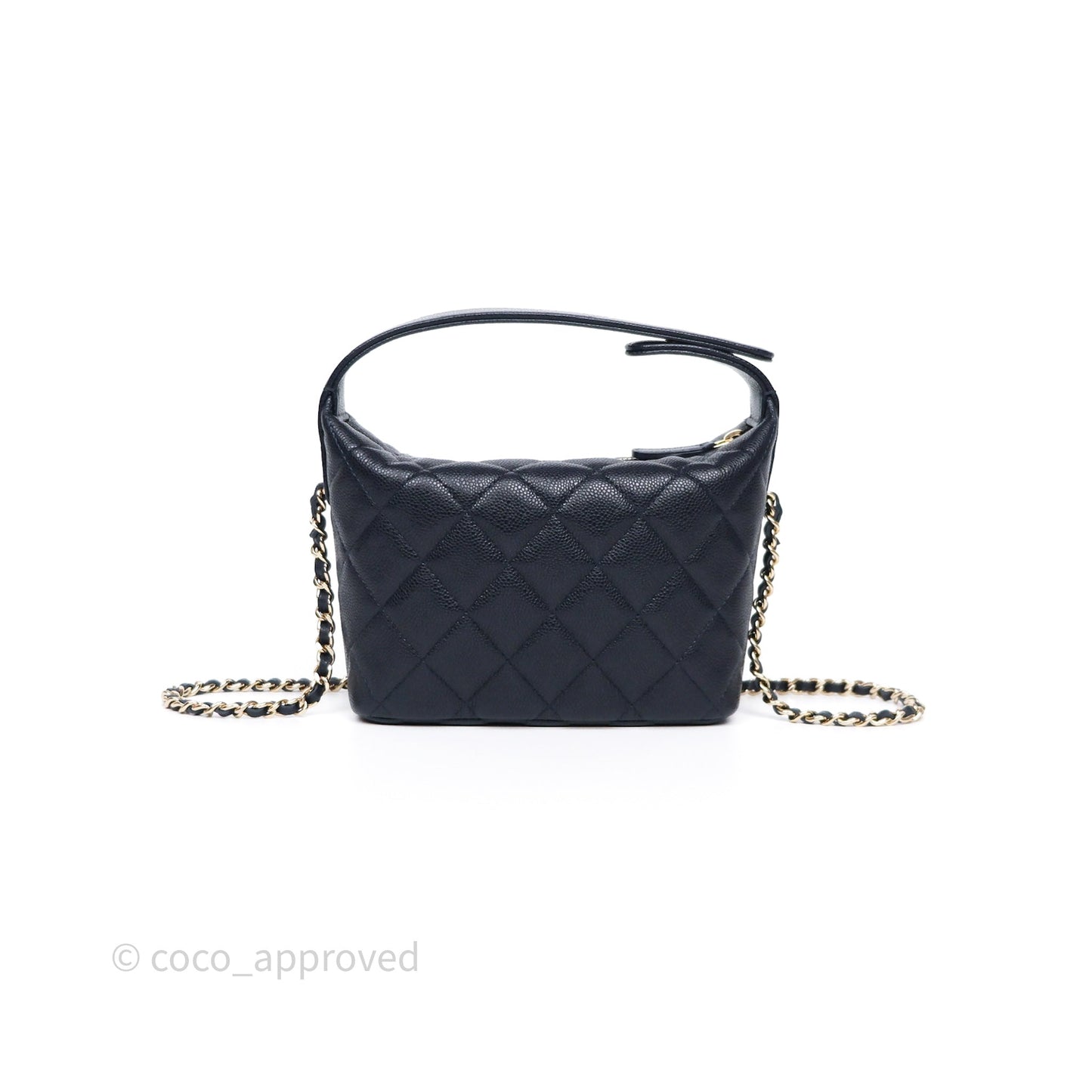 Chanel Quilted Hobo With Chain Dark Navy Caviar Gold Hardware