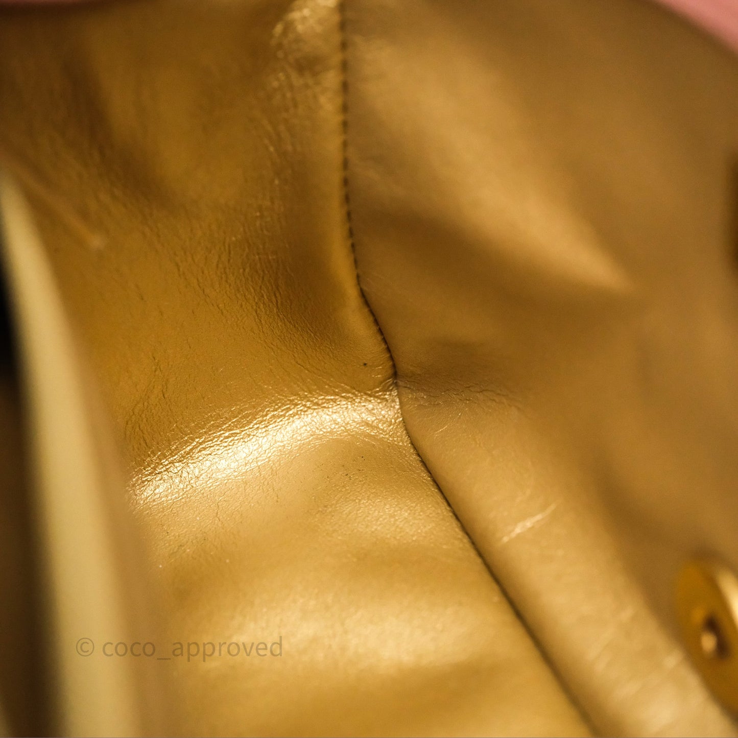 Chanel Pearl Crush Mini Square Quilted Pink Lambskin Aged Gold Hardware