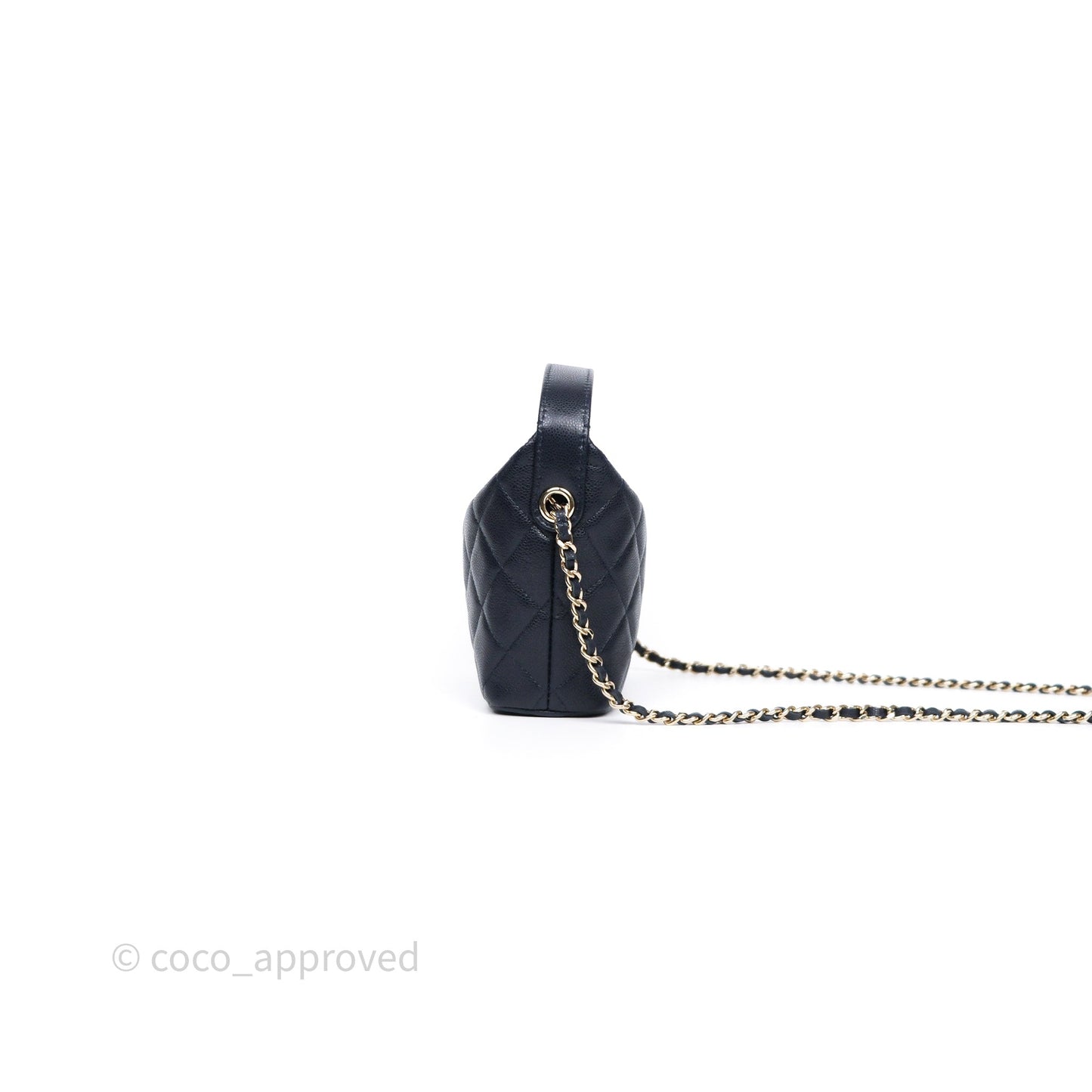 Chanel Quilted Hobo With Chain Dark Navy Caviar Gold Hardware