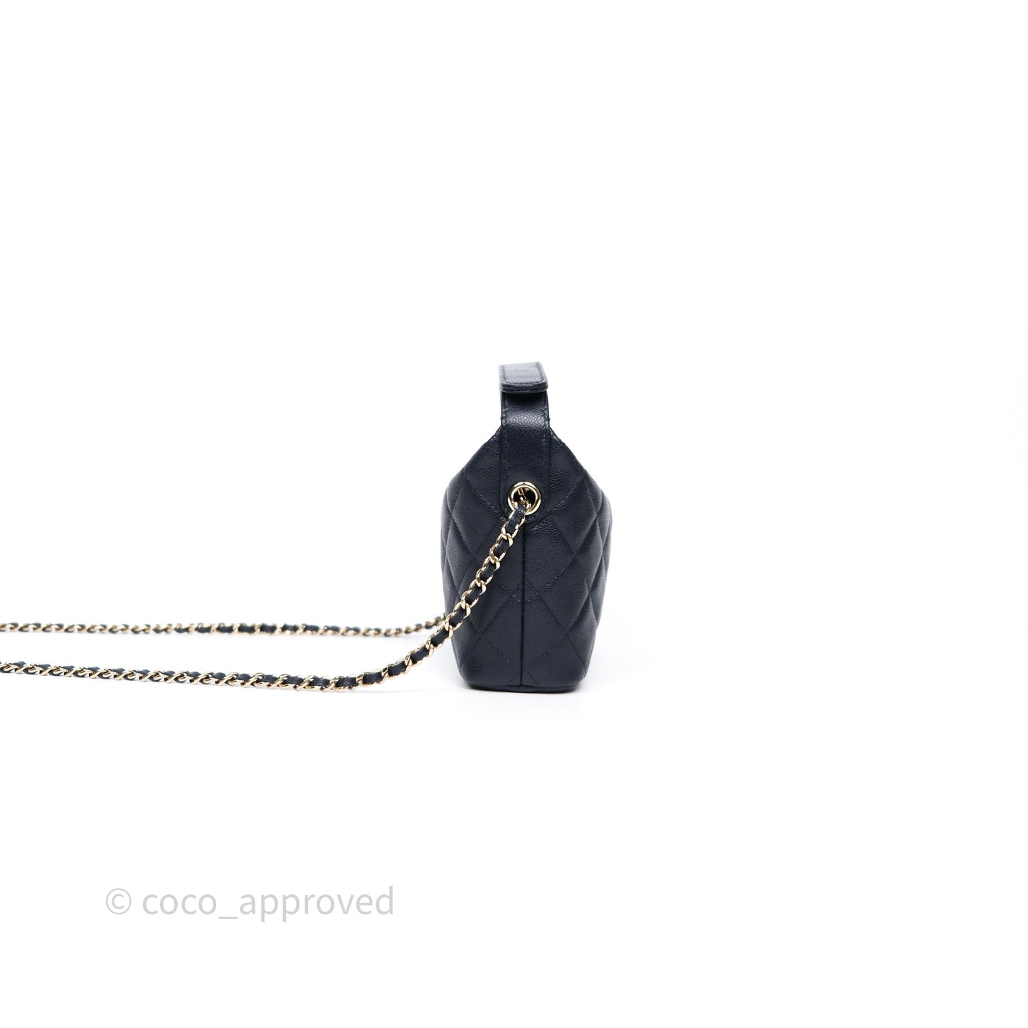Chanel Quilted Hobo With Chain Dark Navy Caviar Gold Hardware