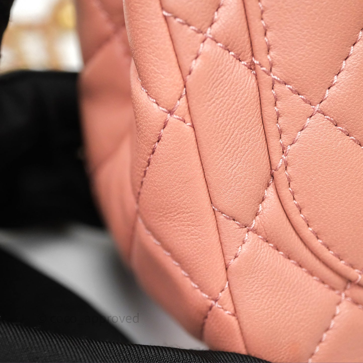 Chanel Pearl Crush Mini Square Quilted Pink Lambskin Aged Gold Hardware