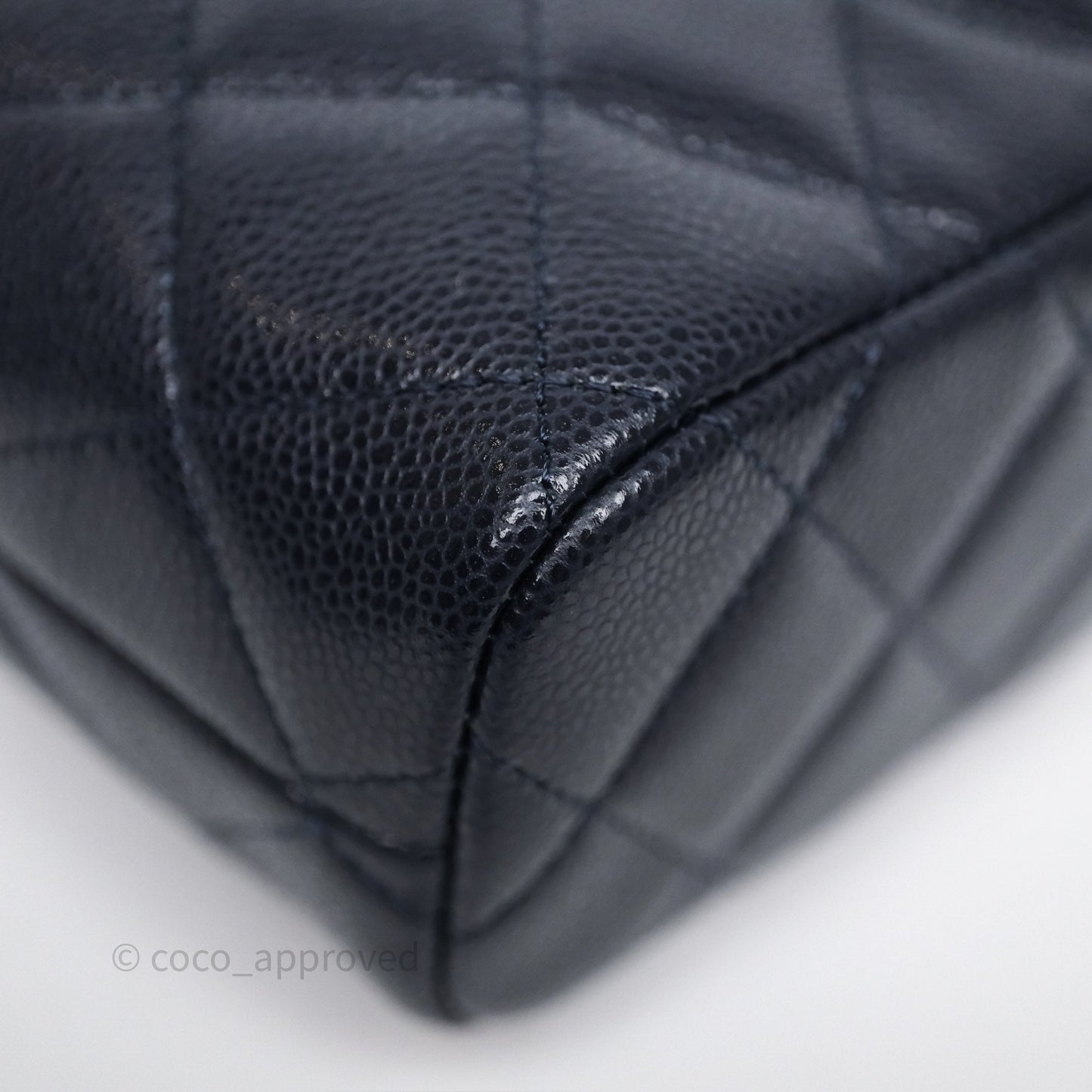 Chanel Quilted Hobo With Chain Dark Navy Caviar Gold Hardware