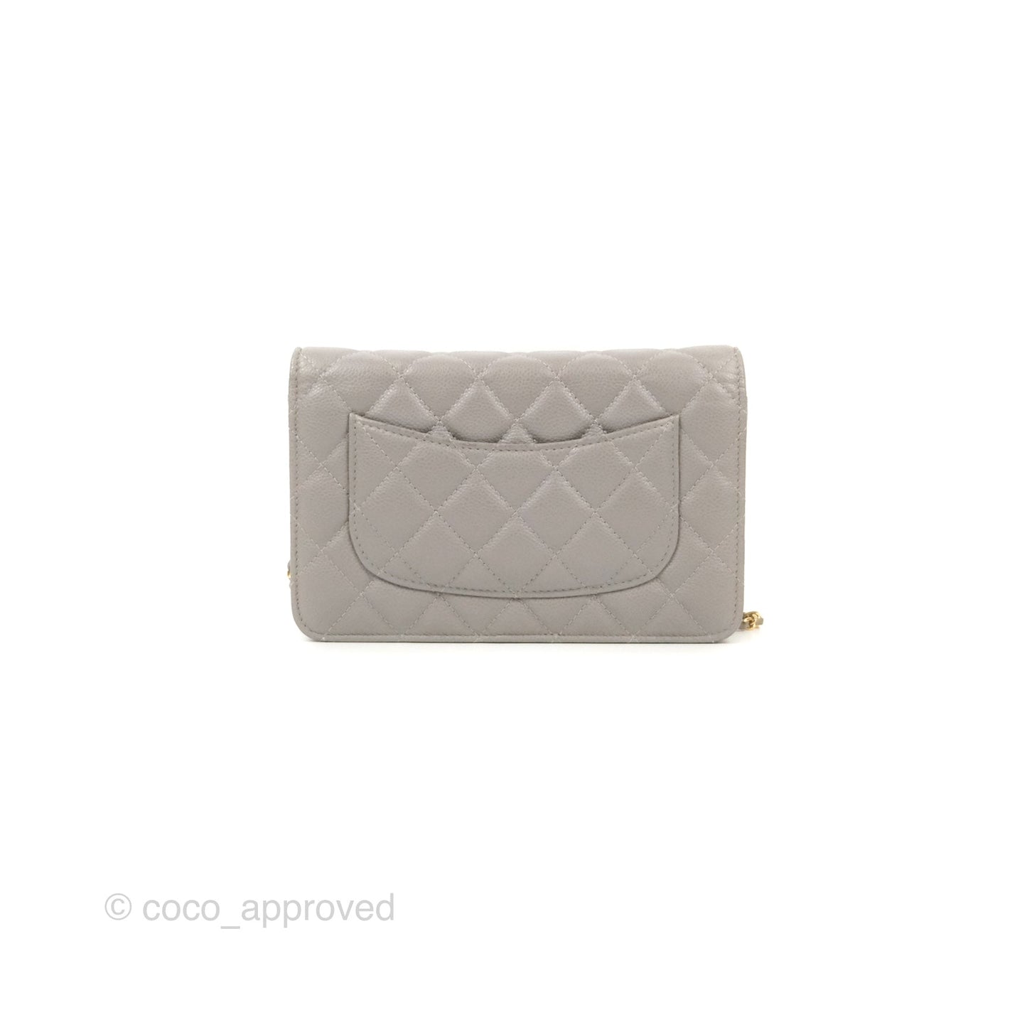 Chanel Quilted WOC Wallet on Chain CC Coco Chain Grey Caviar Gold Hardware