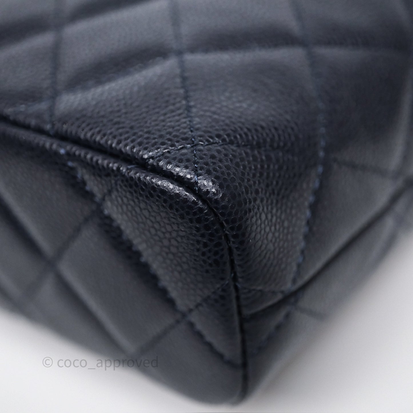 Chanel Quilted Hobo With Chain Dark Navy Caviar Gold Hardware