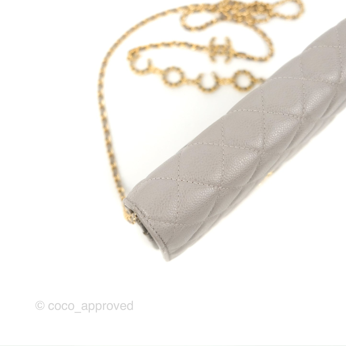 Chanel Quilted WOC Wallet on Chain CC Coco Chain Grey Caviar Gold Hardware