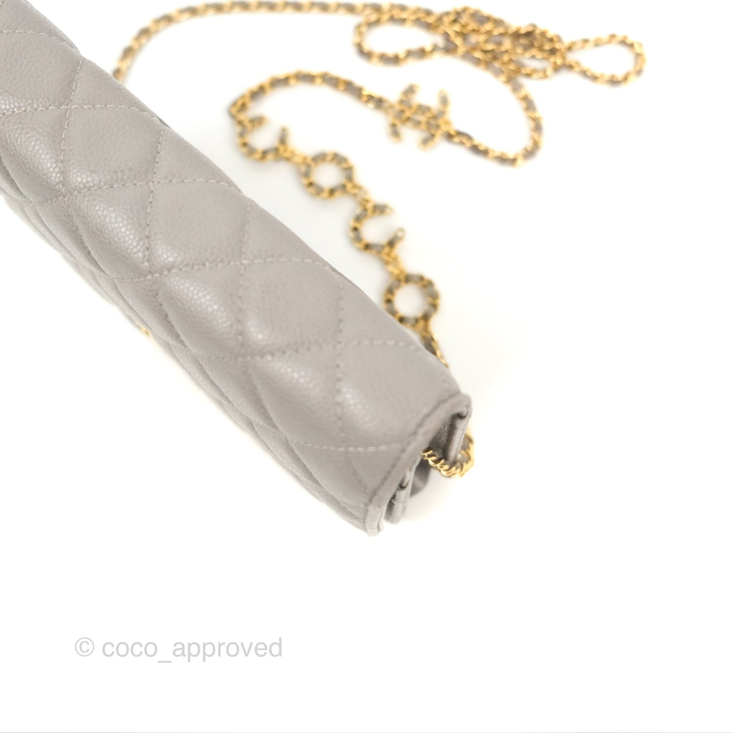 Chanel Quilted WOC Wallet on Chain CC Coco Chain Grey Caviar Gold Hardware