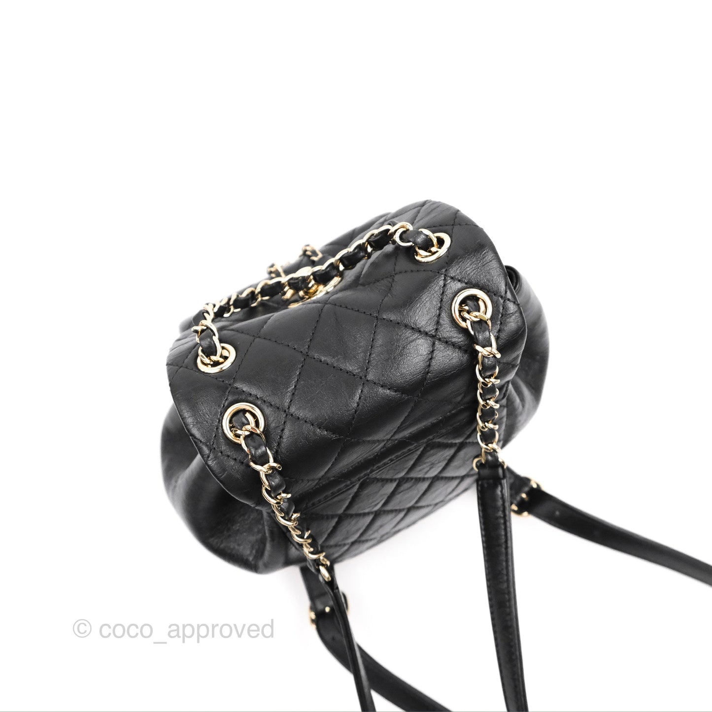 Chanel Quilted Small Duma Drawstring Backpack Black Calfskin Gold Hardware