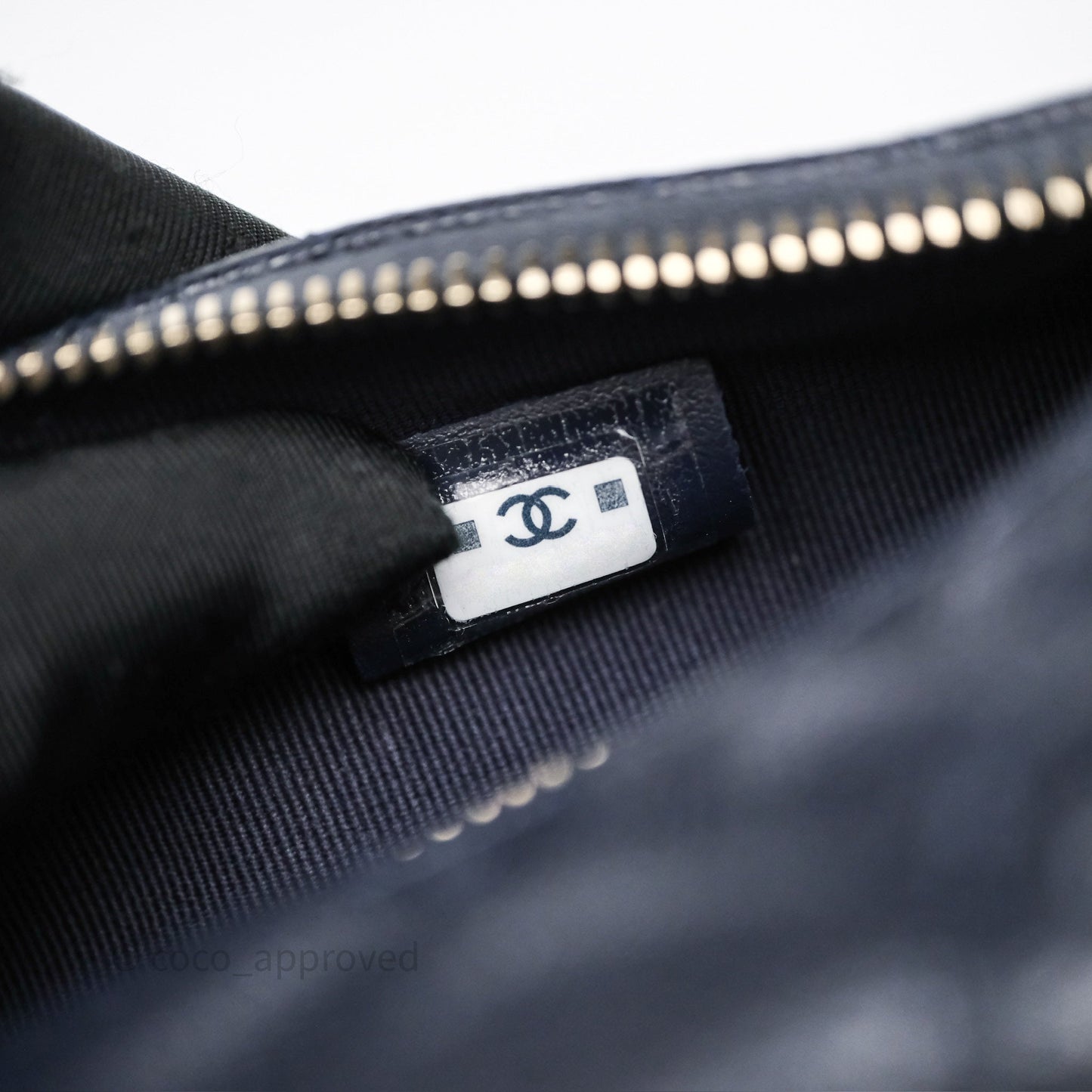 Chanel Quilted Hobo With Chain Dark Navy Caviar Gold Hardware