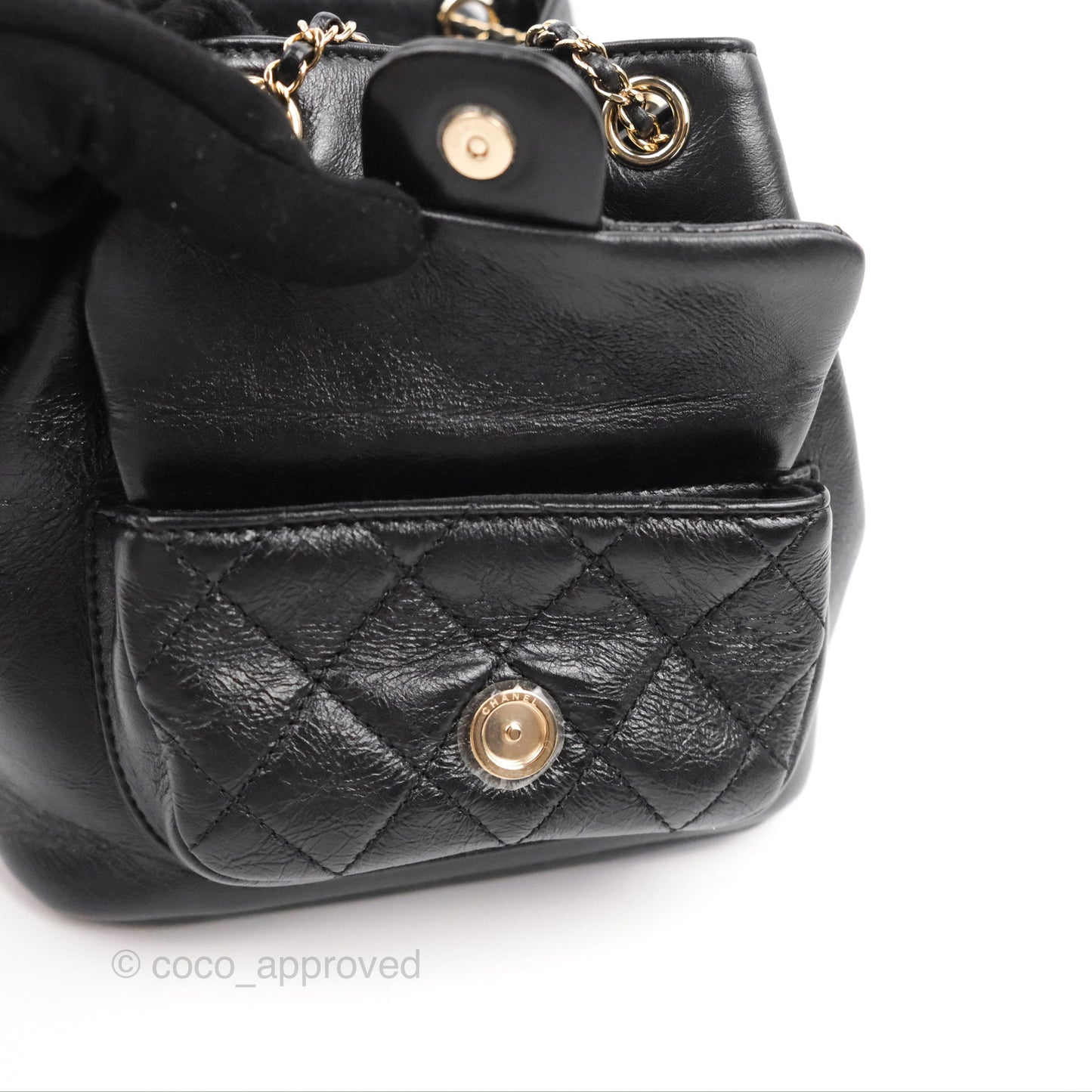 Chanel Quilted Small Duma Drawstring Backpack Black Calfskin Gold Hardware