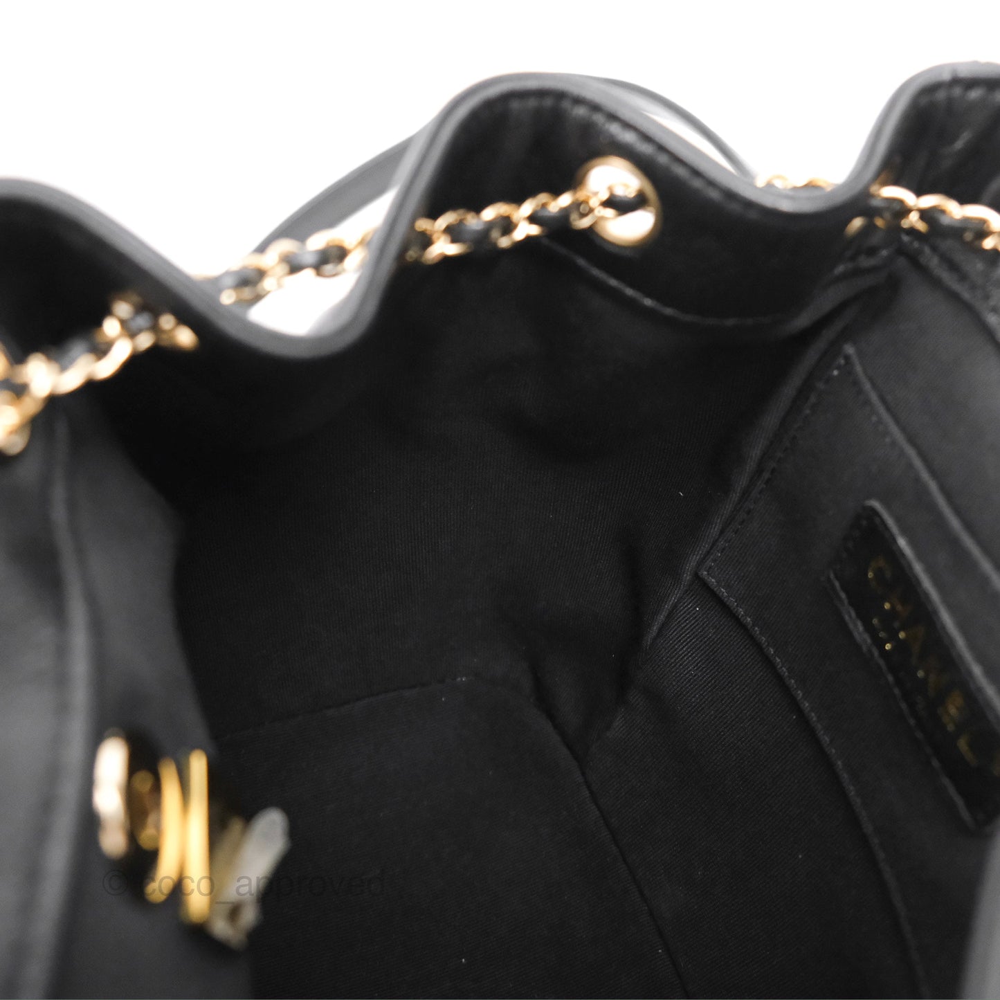 Chanel Quilted Small Duma Drawstring Backpack Black Calfskin Gold Hardware
