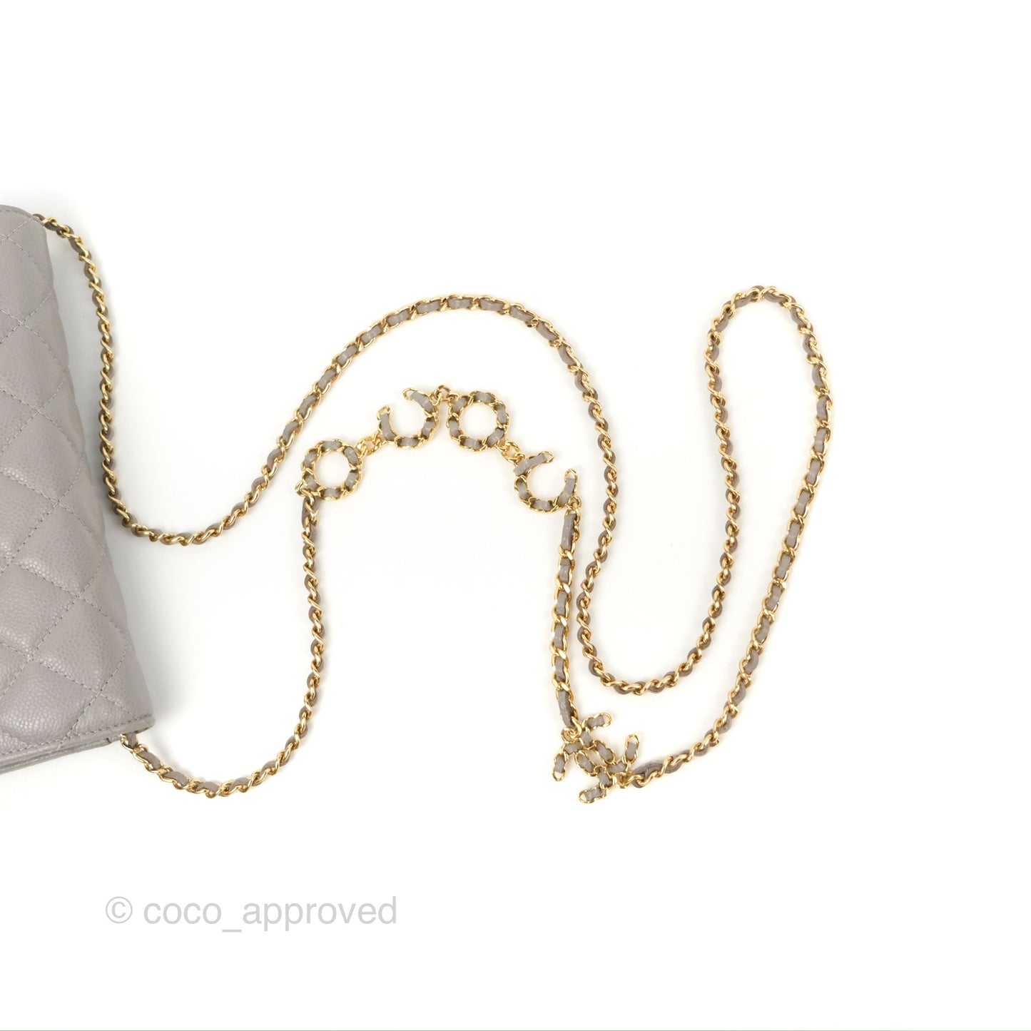 Chanel Quilted WOC Wallet on Chain CC Coco Chain Grey Caviar Gold Hardware