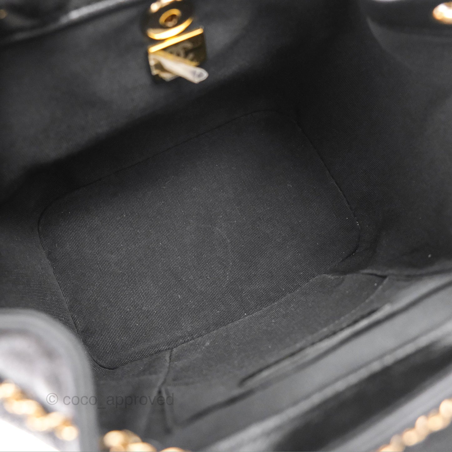Chanel Quilted Small Duma Drawstring Backpack Black Calfskin Gold Hardware