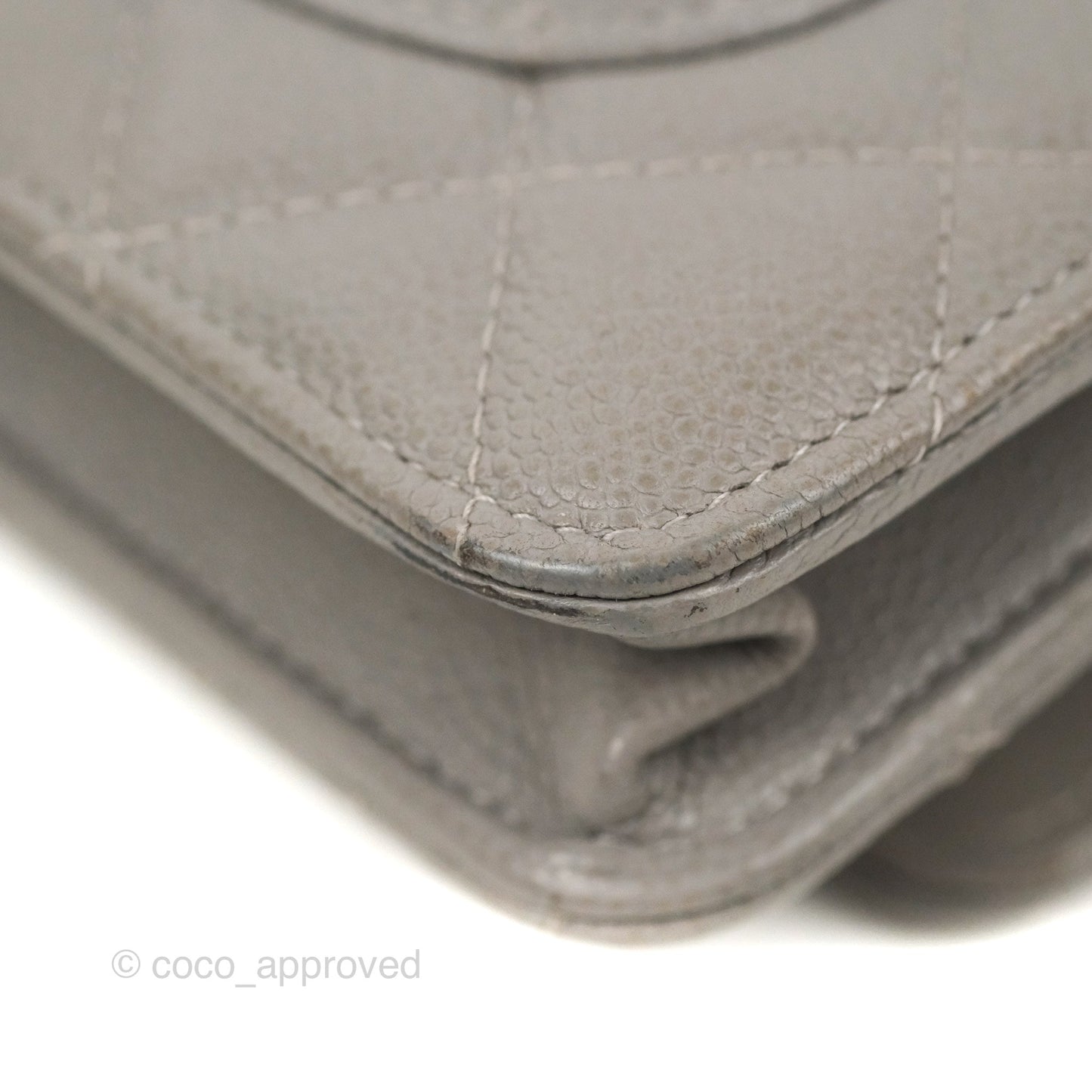 Chanel Quilted WOC Wallet on Chain CC Coco Chain Grey Caviar Gold Hardware