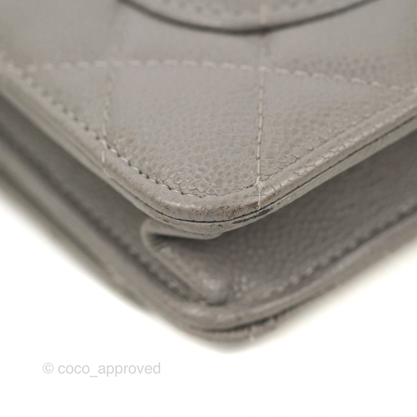 Chanel Quilted WOC Wallet on Chain CC Coco Chain Grey Caviar Gold Hardware