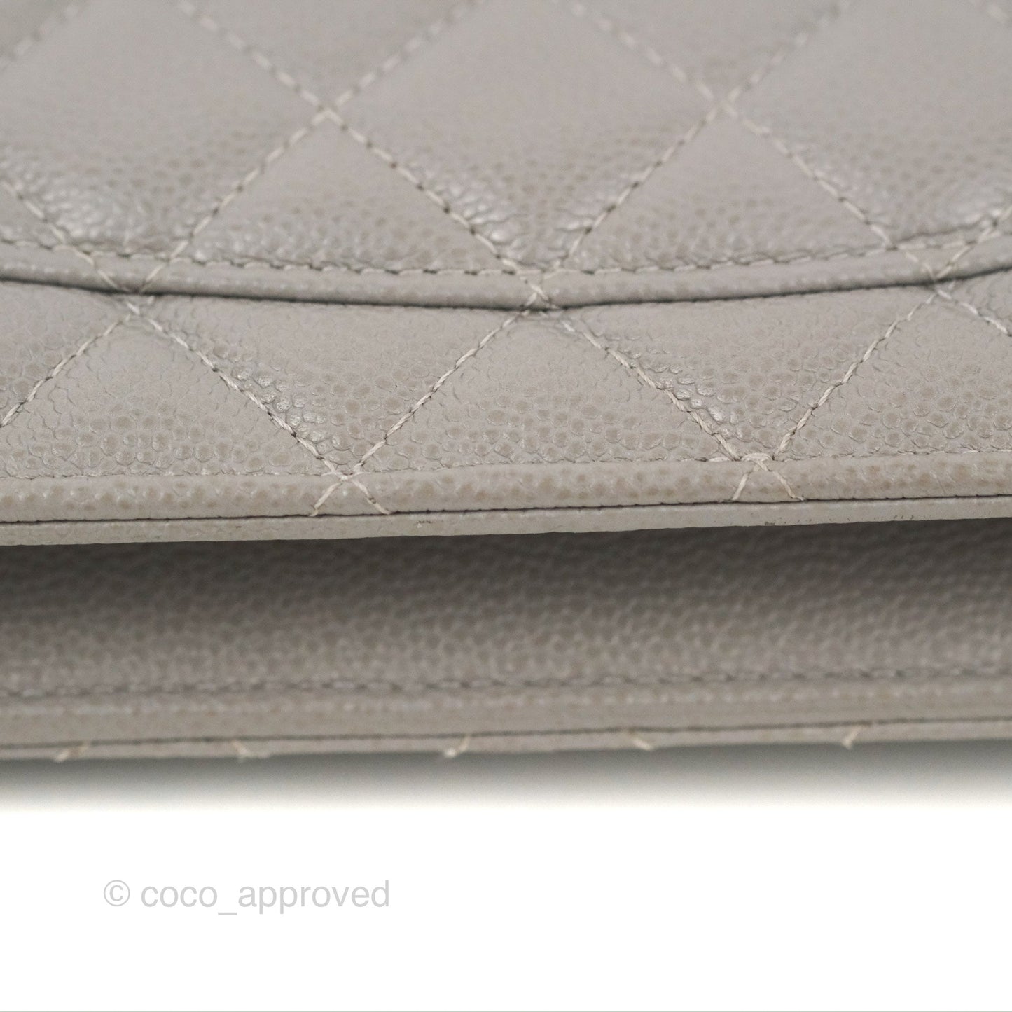 Chanel Quilted WOC Wallet on Chain CC Coco Chain Grey Caviar Gold Hardware