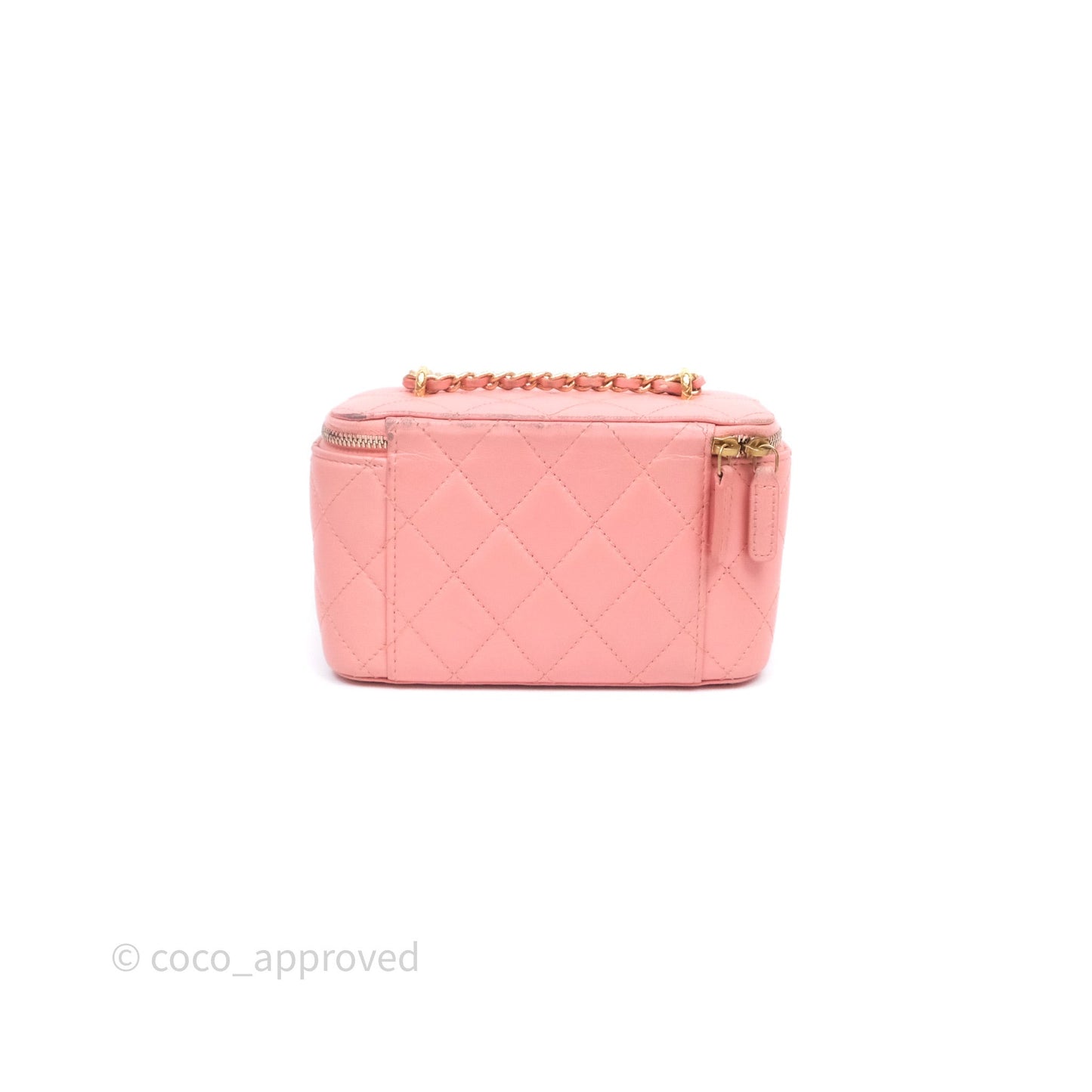Chanel Quilted Vanity With Chain Pink Gold Hardware