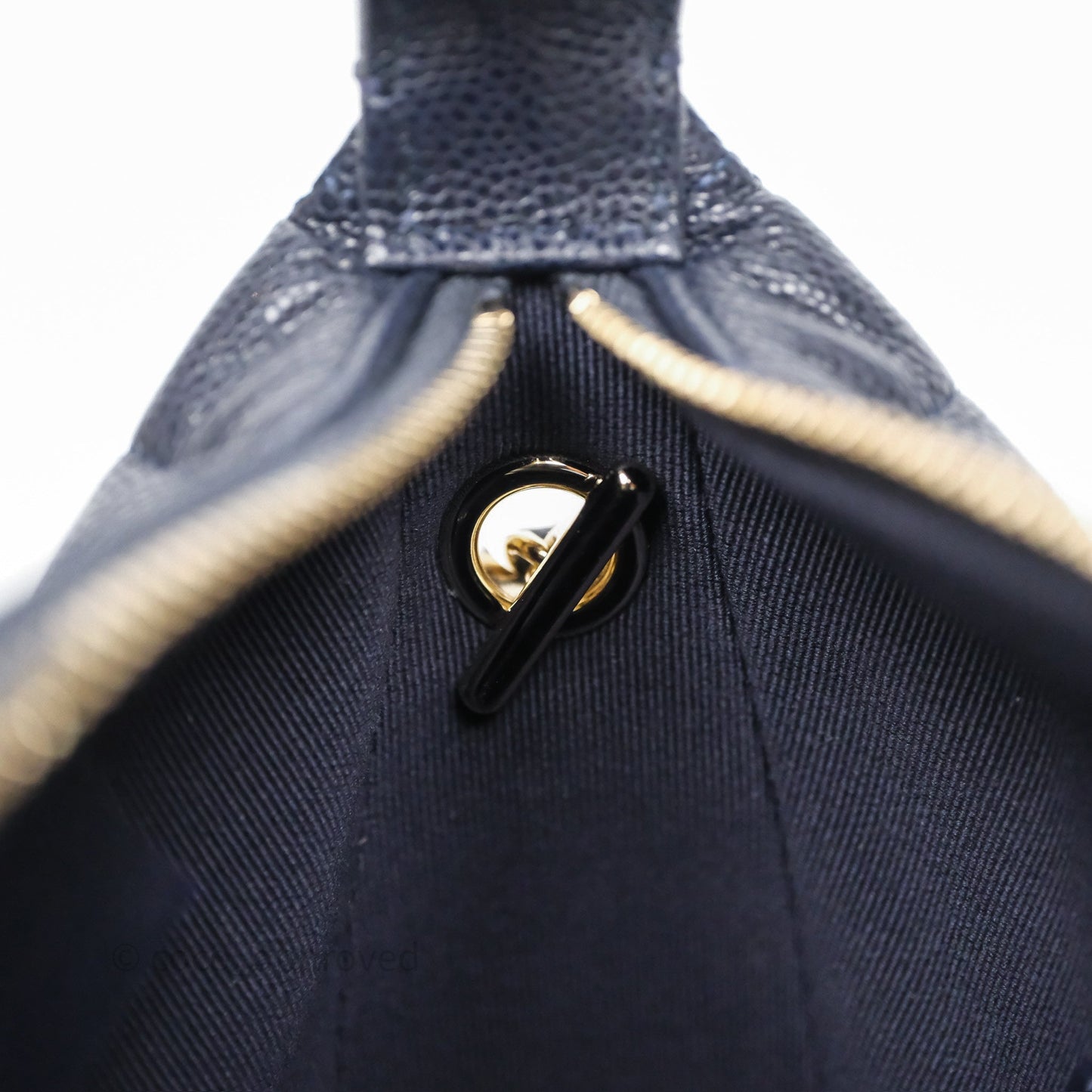 Chanel Quilted Hobo With Chain Dark Navy Caviar Gold Hardware
