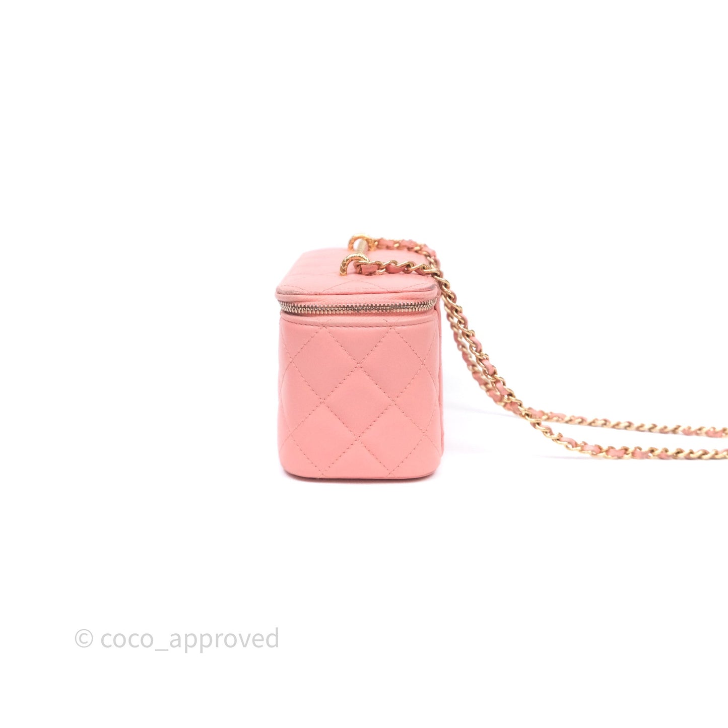 Chanel Quilted Vanity With Chain Pink Gold Hardware