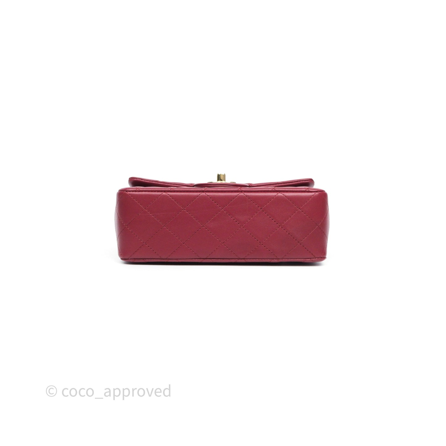 Chanel Top Handle Mini Rectangular Flap Dark Red Lambskin Gold Hardware