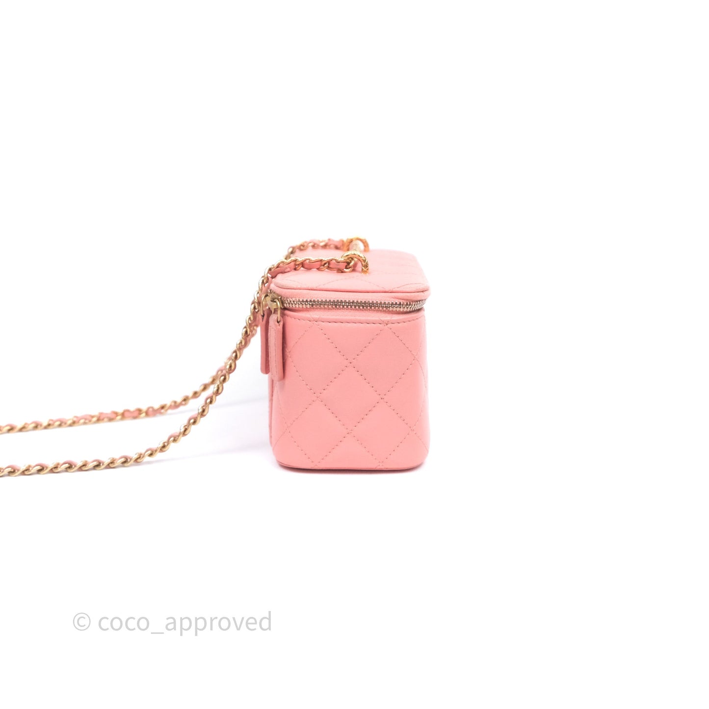 Chanel Quilted Vanity With Chain Pink Gold Hardware