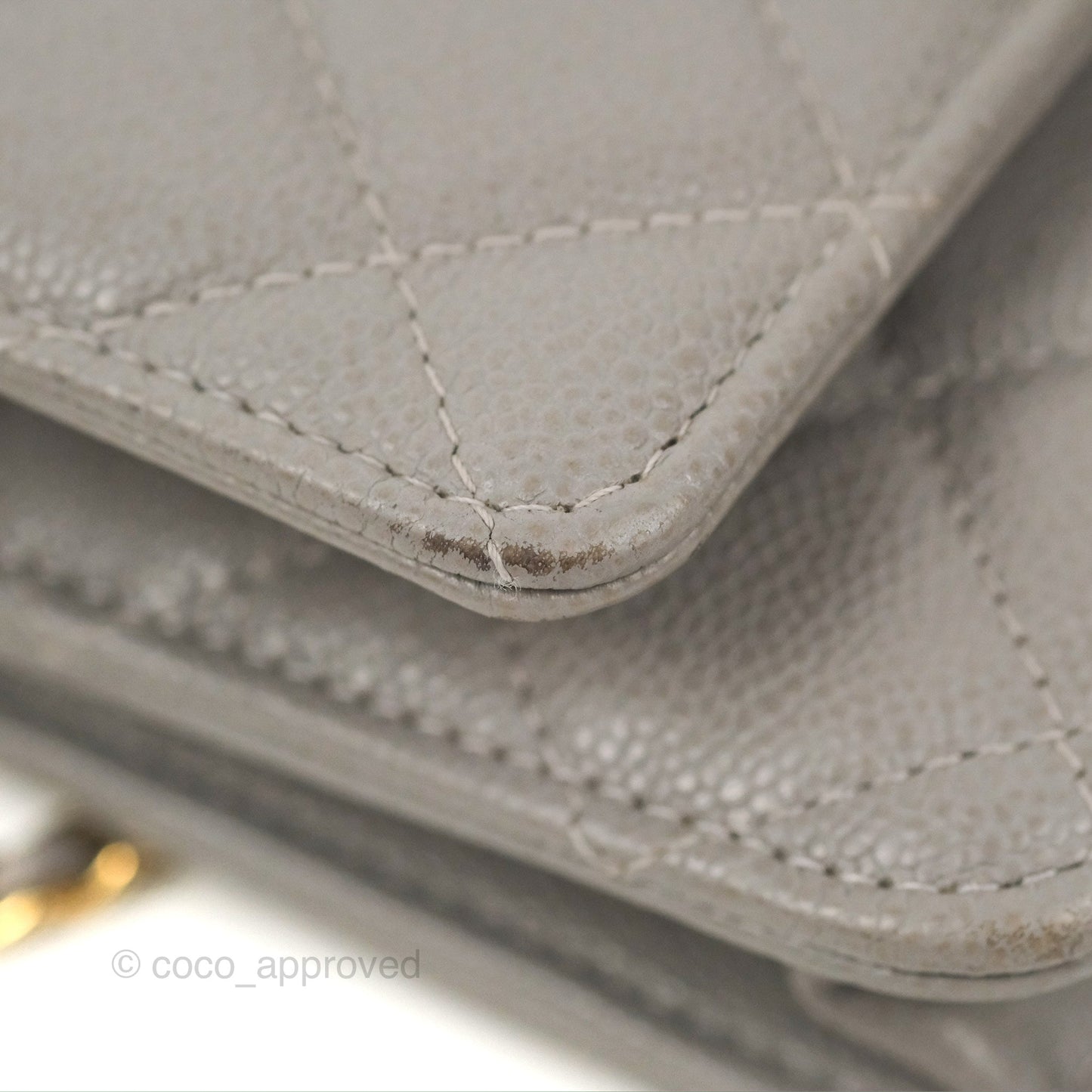 Chanel Quilted WOC Wallet on Chain CC Coco Chain Grey Caviar Gold Hardware
