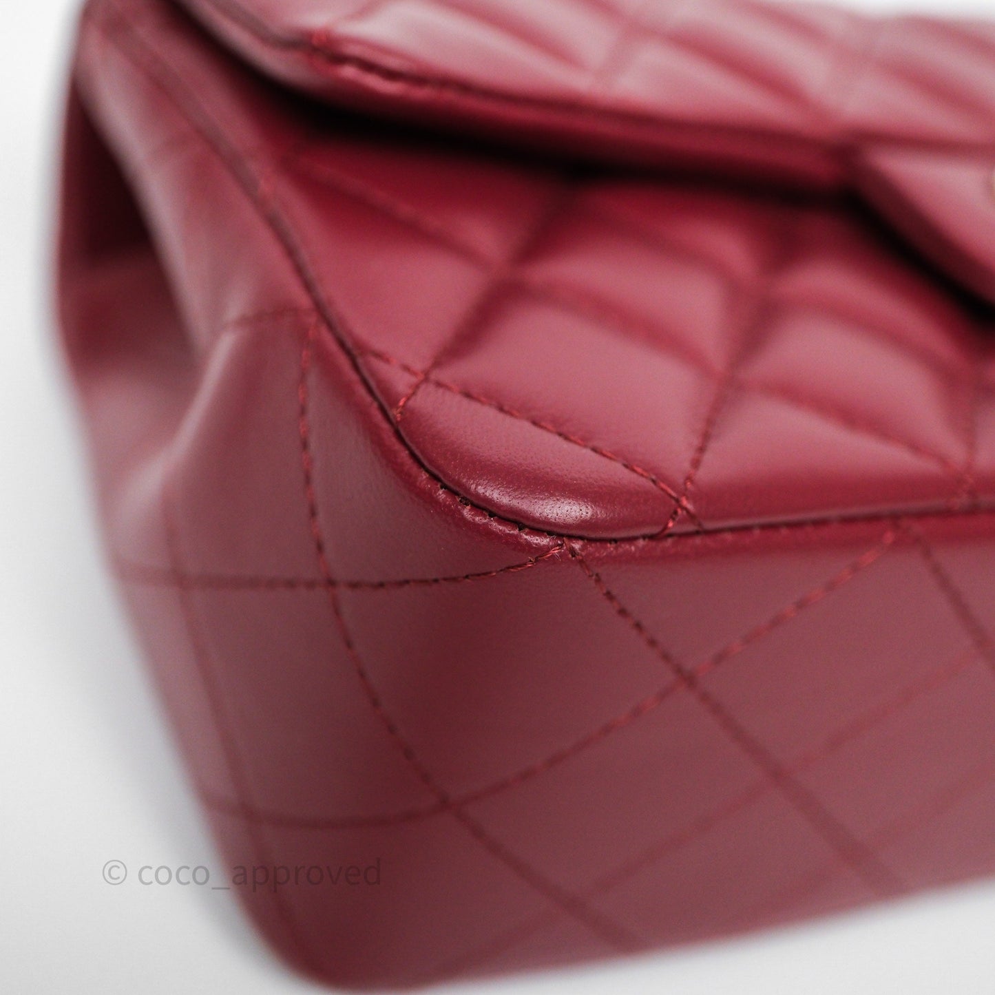 Chanel Top Handle Mini Rectangular Flap Dark Red Lambskin Gold Hardware
