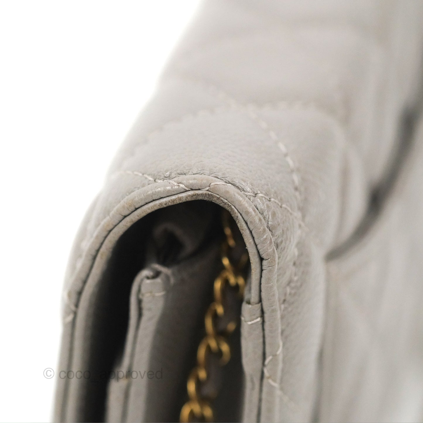 Chanel Quilted WOC Wallet on Chain CC Coco Chain Grey Caviar Gold Hardware