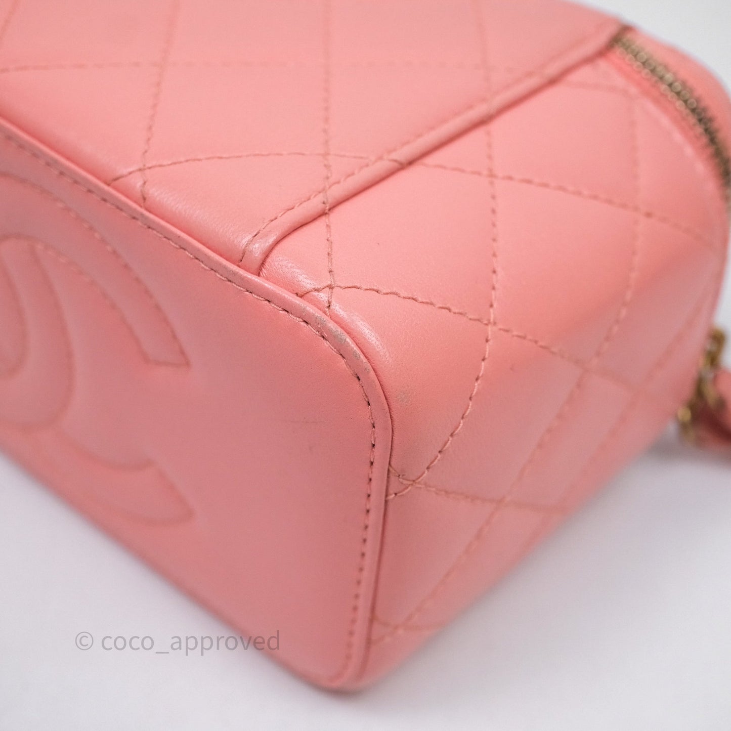 Chanel Quilted Vanity With Chain Pink Gold Hardware