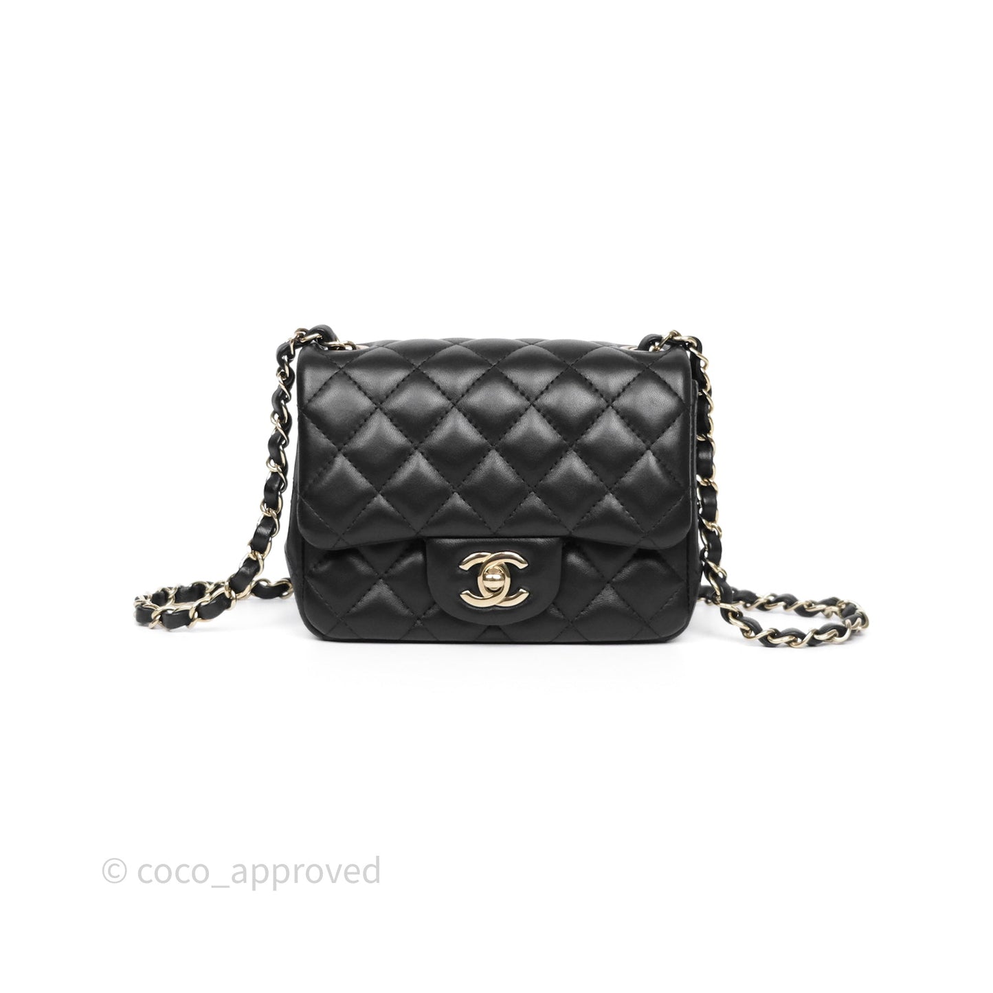 Chanel Mini Square Quilted Black Lambskin Gold Hardware