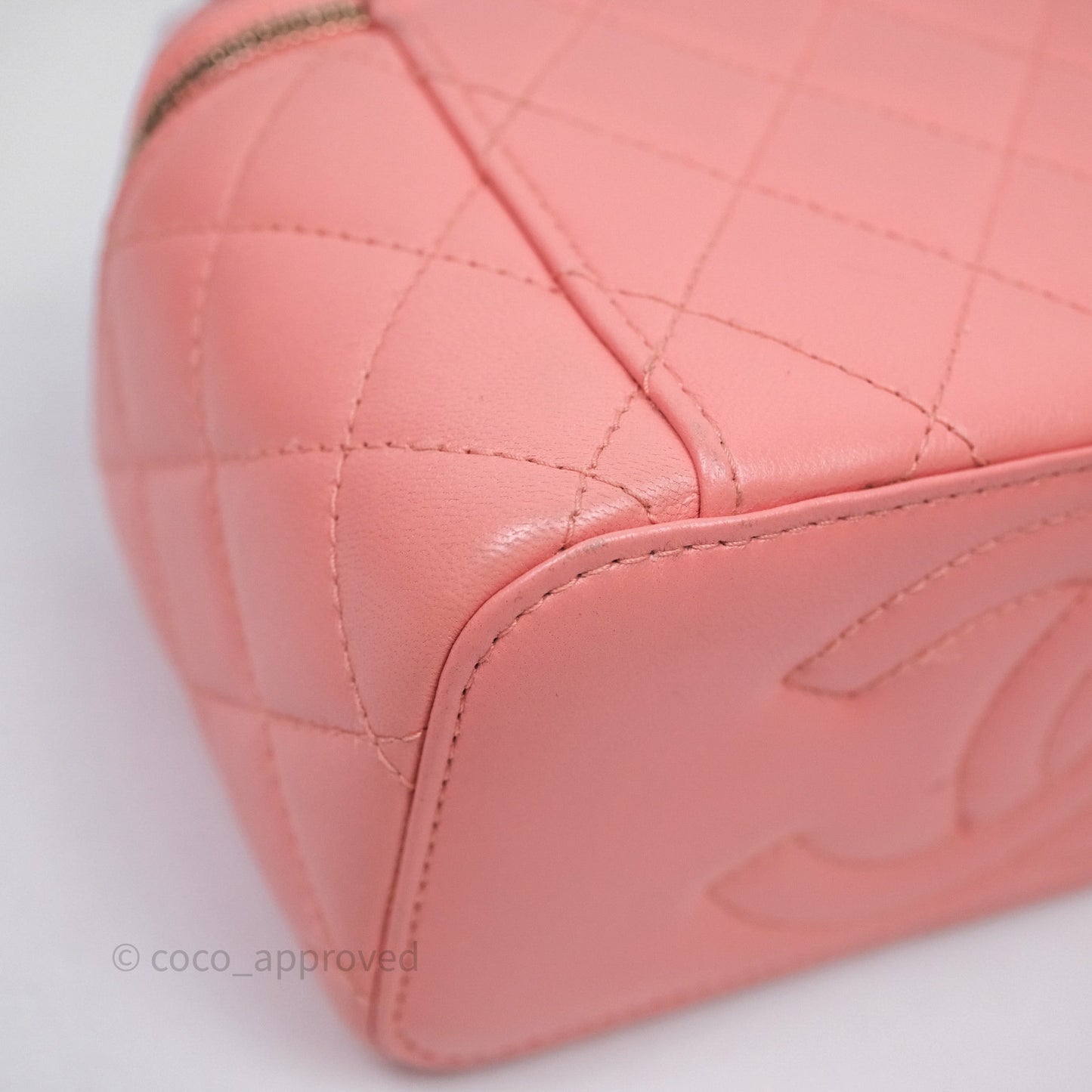 Chanel Quilted Vanity With Chain Pink Gold Hardware