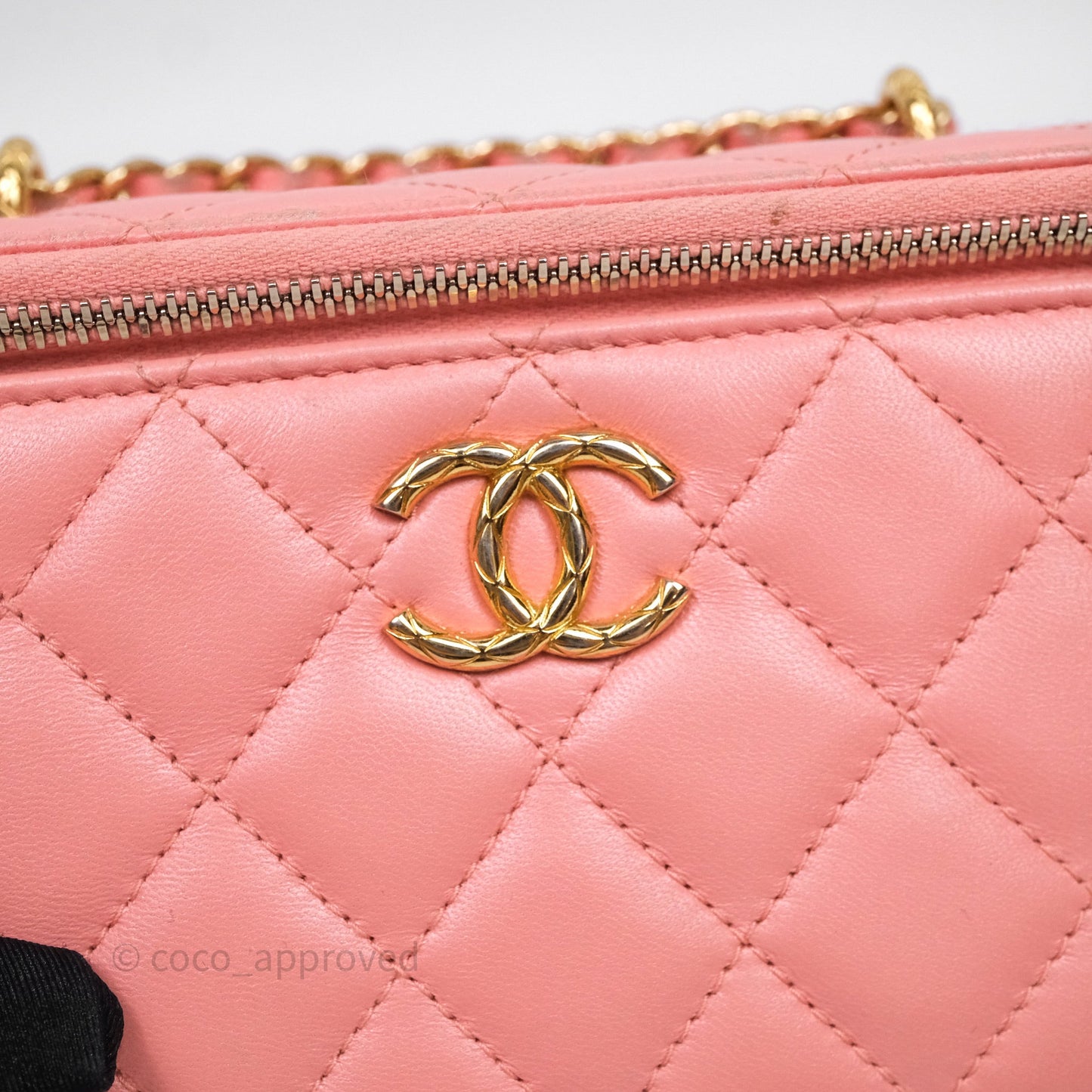 Chanel Quilted Vanity With Chain Pink Gold Hardware