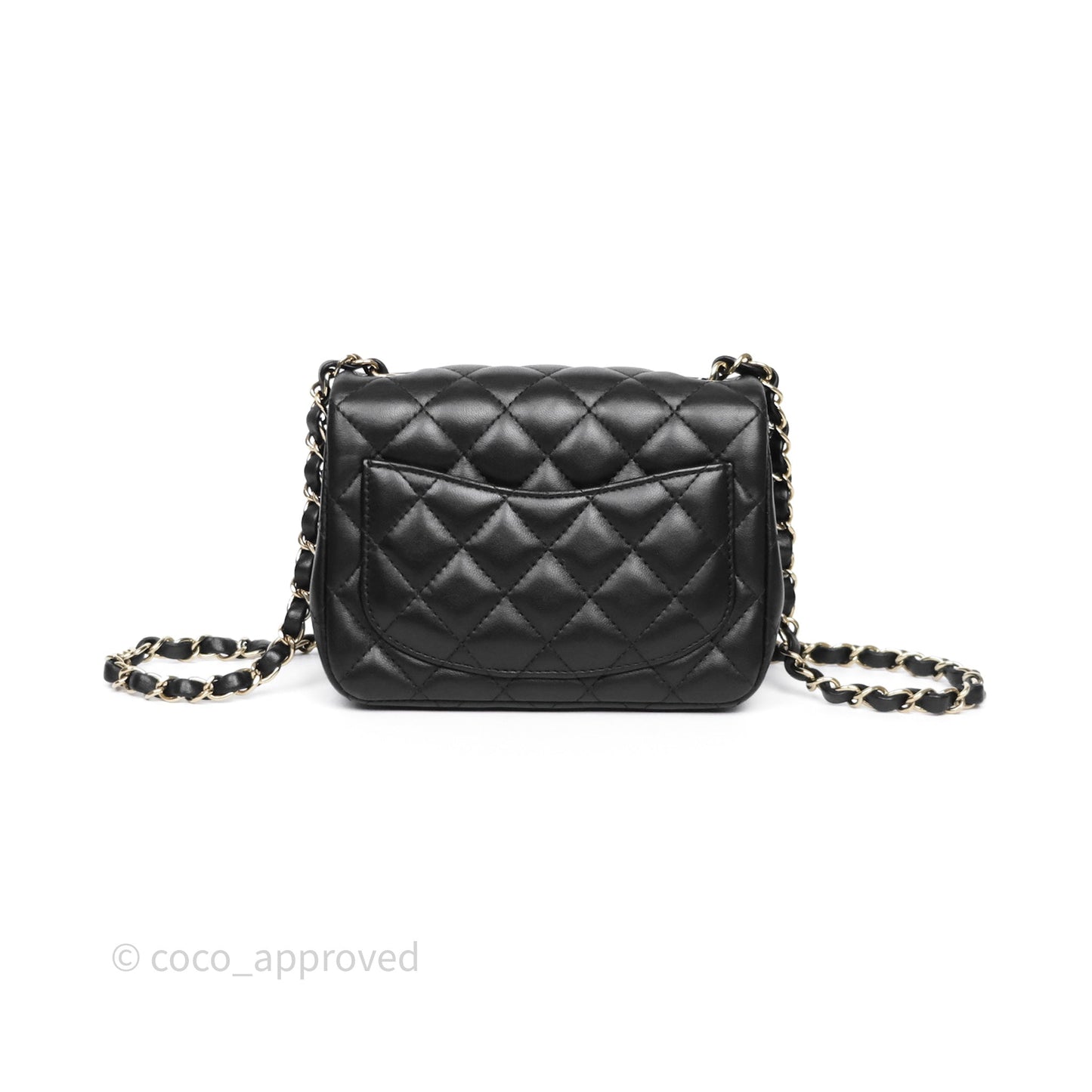 Chanel Mini Square Quilted Black Lambskin Gold Hardware