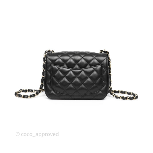 Chanel Mini Square Quilted Black Lambskin Gold Hardware