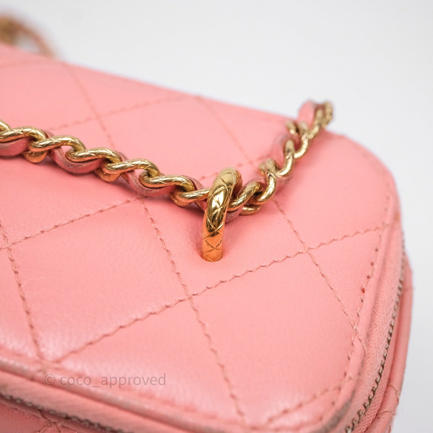 Chanel Quilted Vanity With Chain Pink Gold Hardware