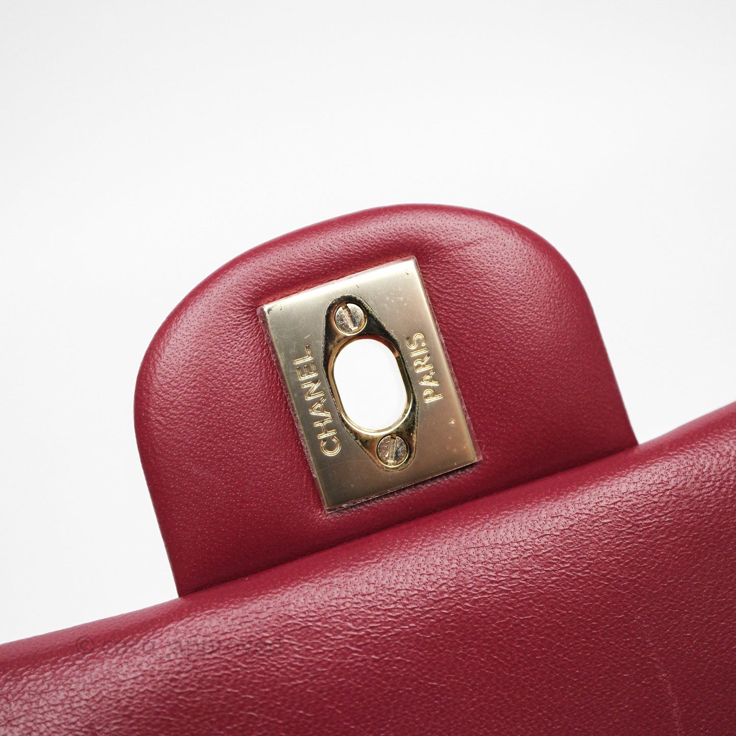 Chanel Top Handle Mini Rectangular Flap Dark Red Lambskin Gold Hardware