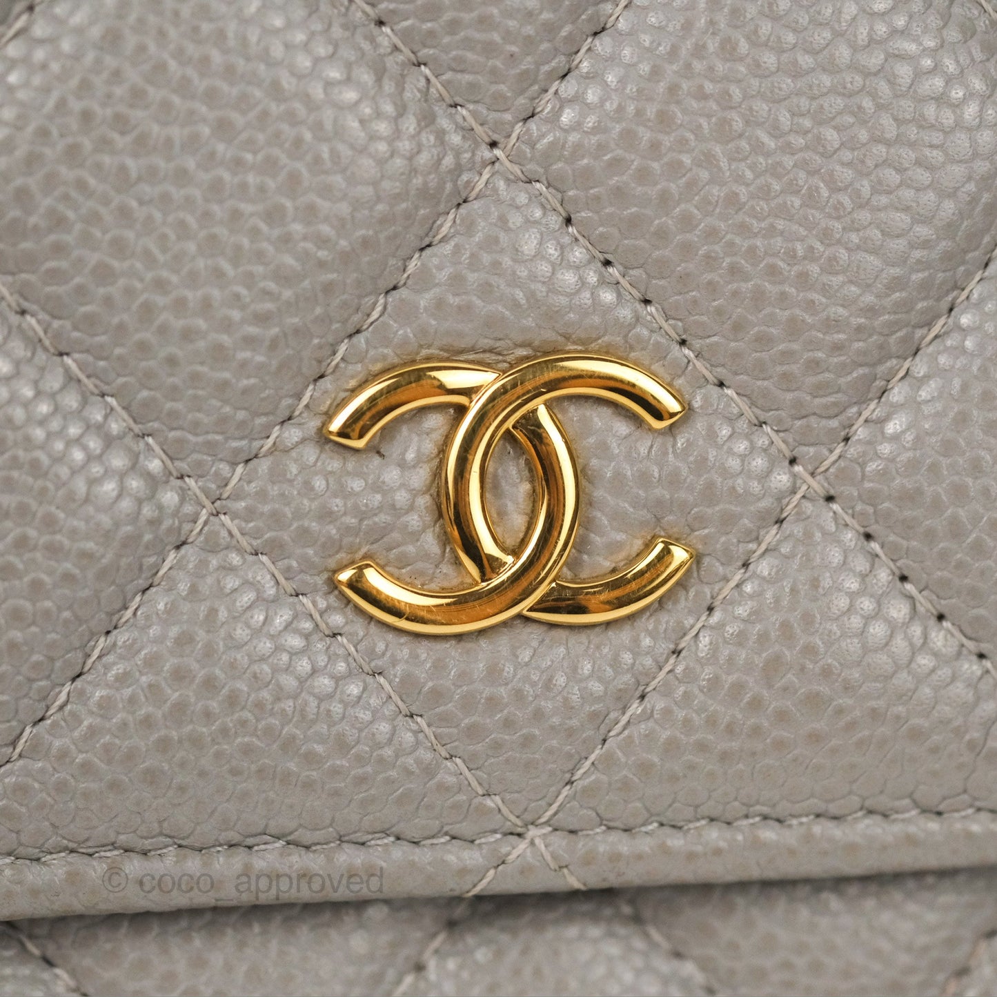 Chanel Quilted WOC Wallet on Chain CC Coco Chain Grey Caviar Gold Hardware