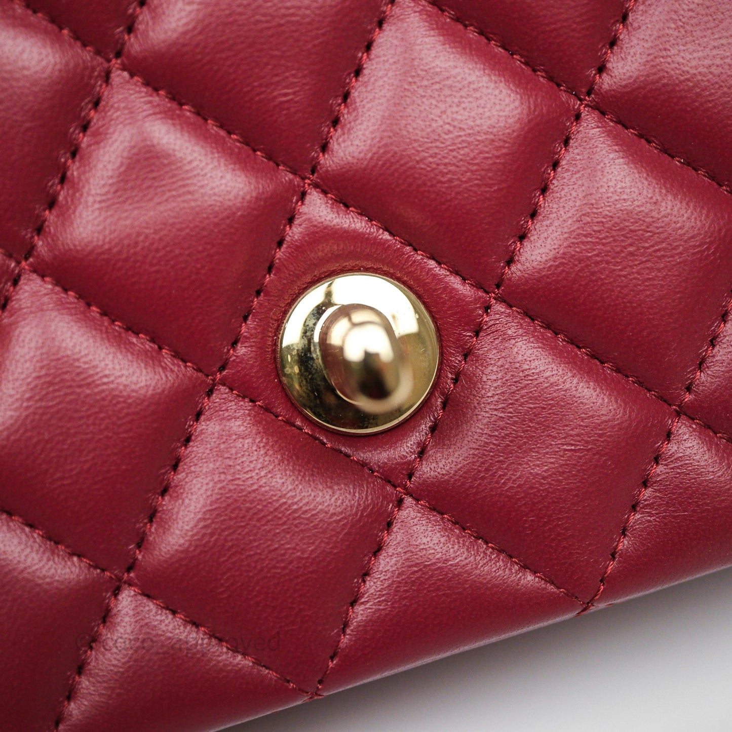 Chanel Top Handle Mini Rectangular Flap Dark Red Lambskin Gold Hardware