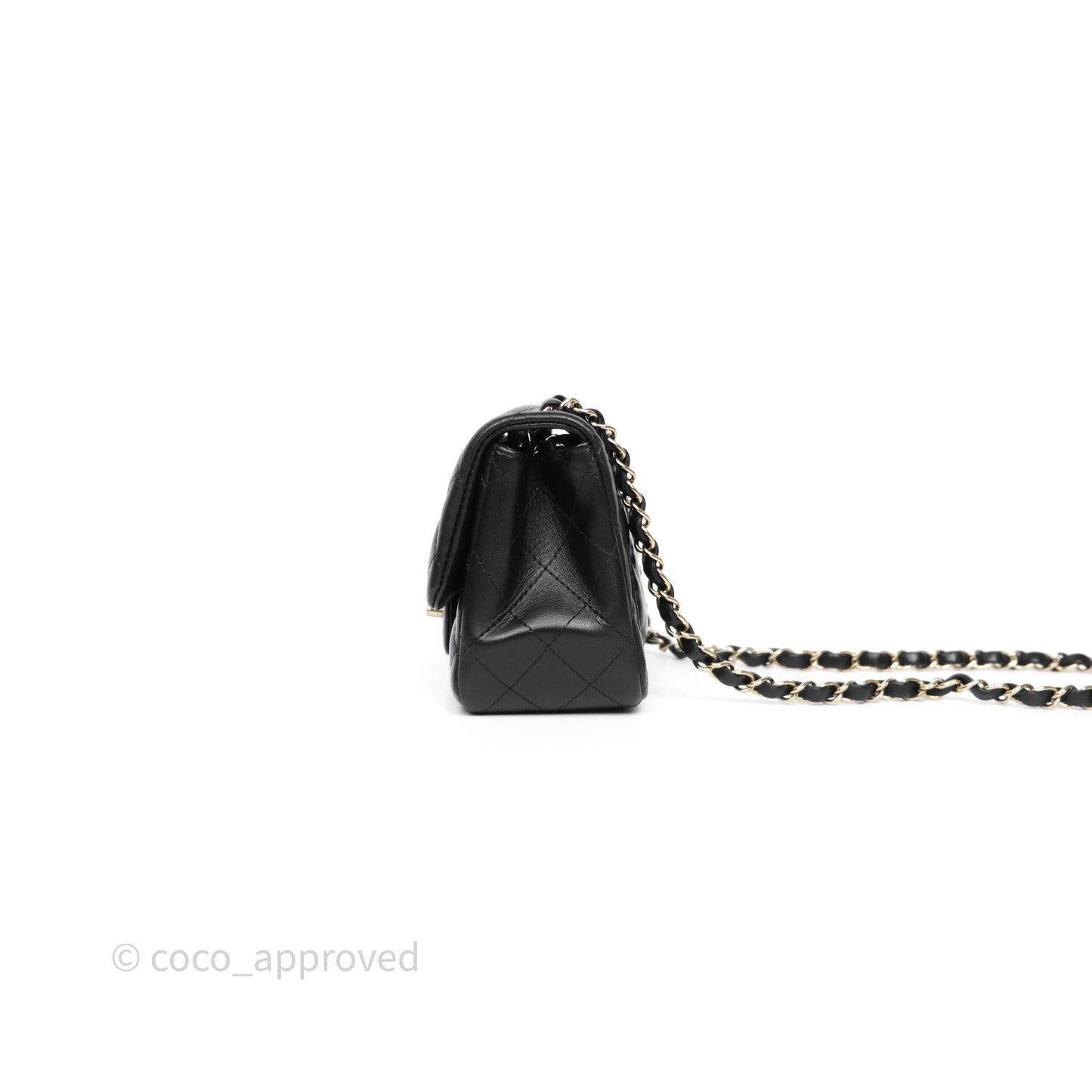Chanel Mini Square Quilted Black Lambskin Gold Hardware
