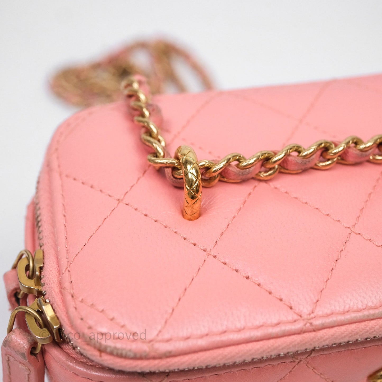 Chanel Quilted Vanity With Chain Pink Gold Hardware