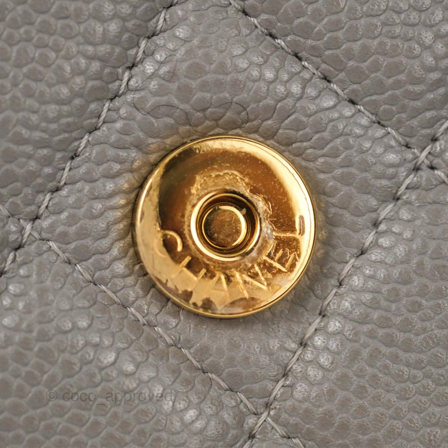 Chanel Quilted WOC Wallet on Chain CC Coco Chain Grey Caviar Gold Hardware